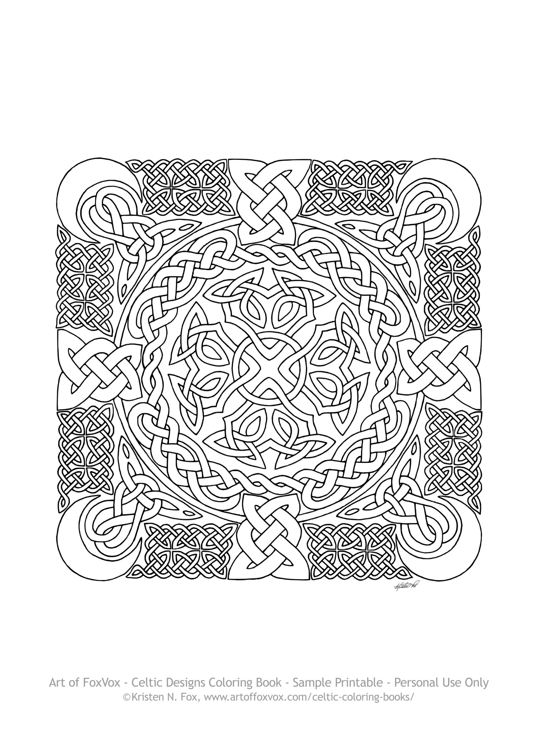 Free Celtic Design To Print And Color Art Of FoxVox Original 