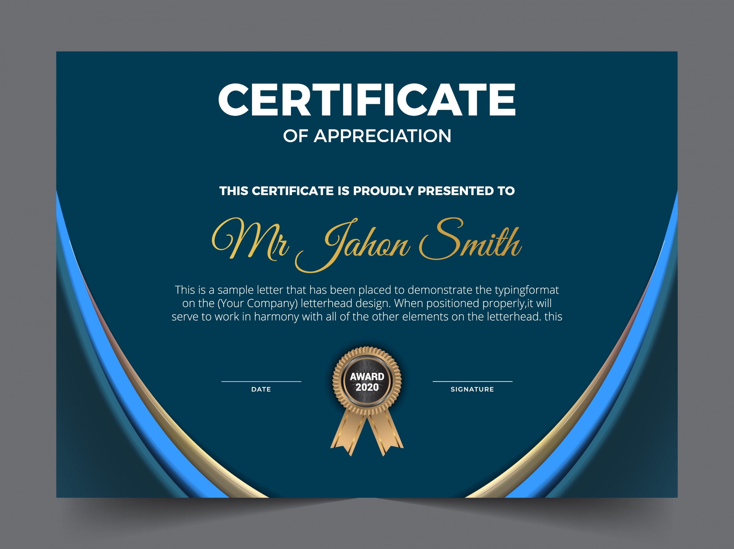  Free Certificate Of Appreciation Award Template 