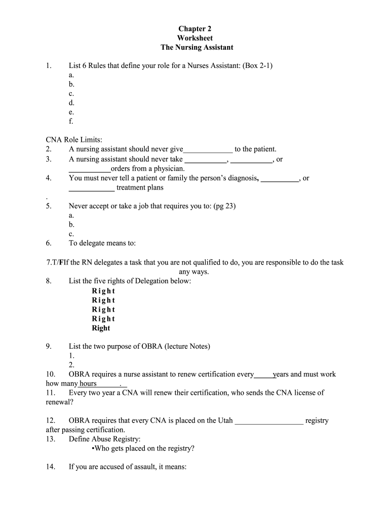 Free Cna Practice Test With Answers Pdf Fill Out amp Sign Online 