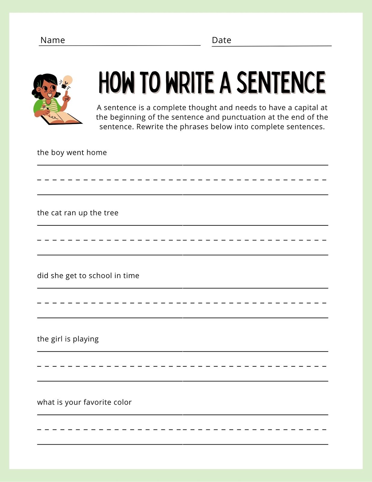 Free Printable Writing Worksheets For Grade 1