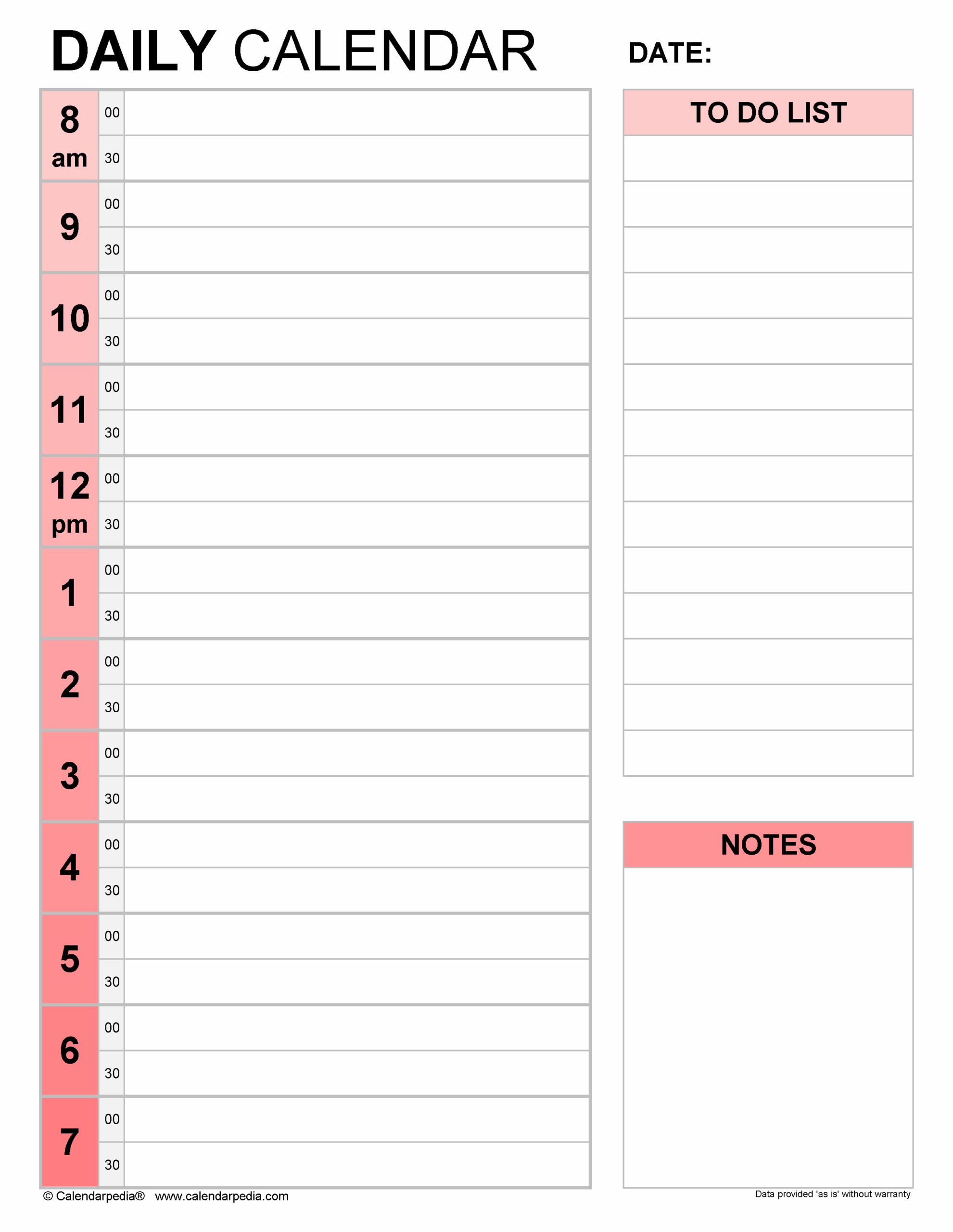 Free Printable Daily Calendars For The Week