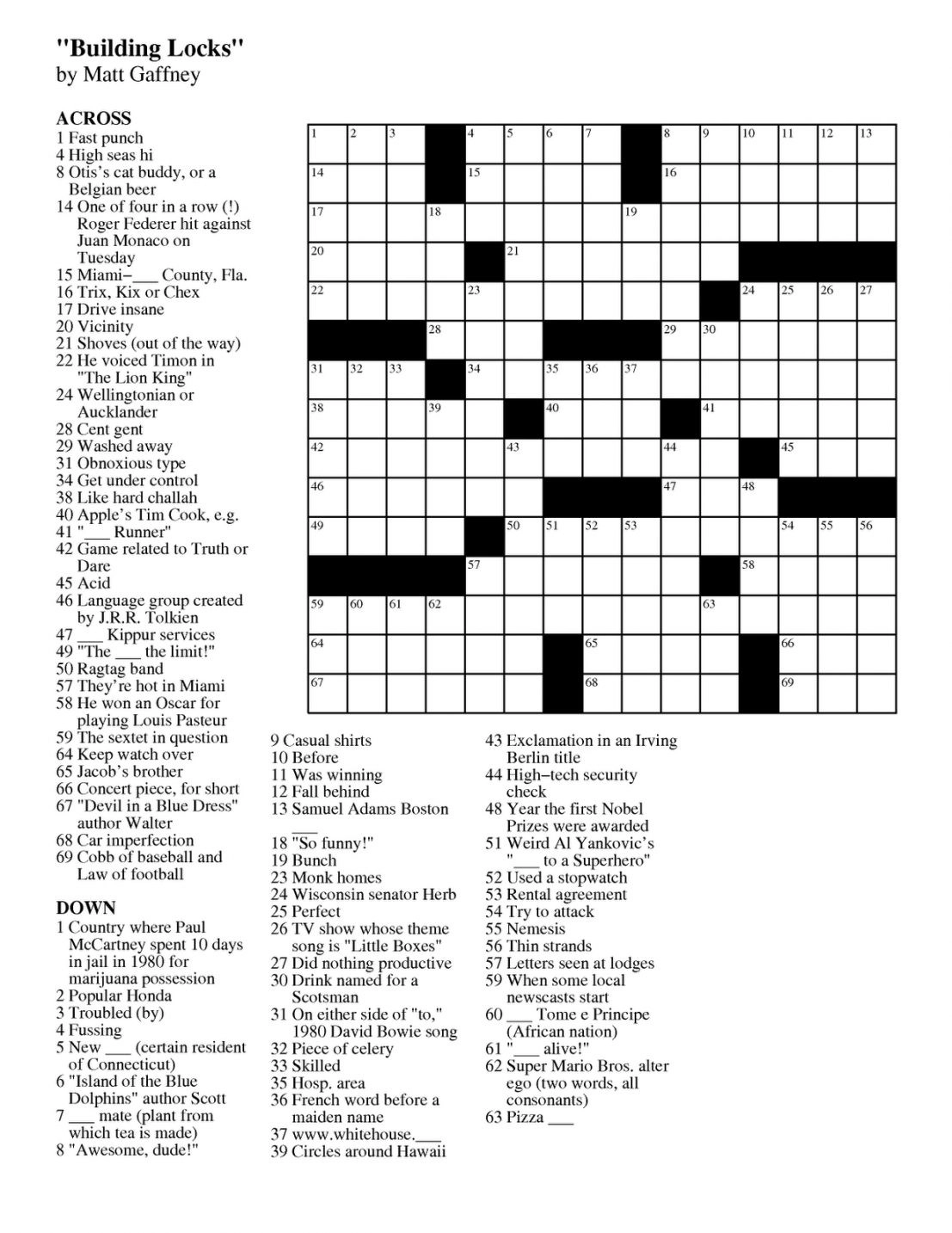 Daily Printable Crossword Puzzles Newsday