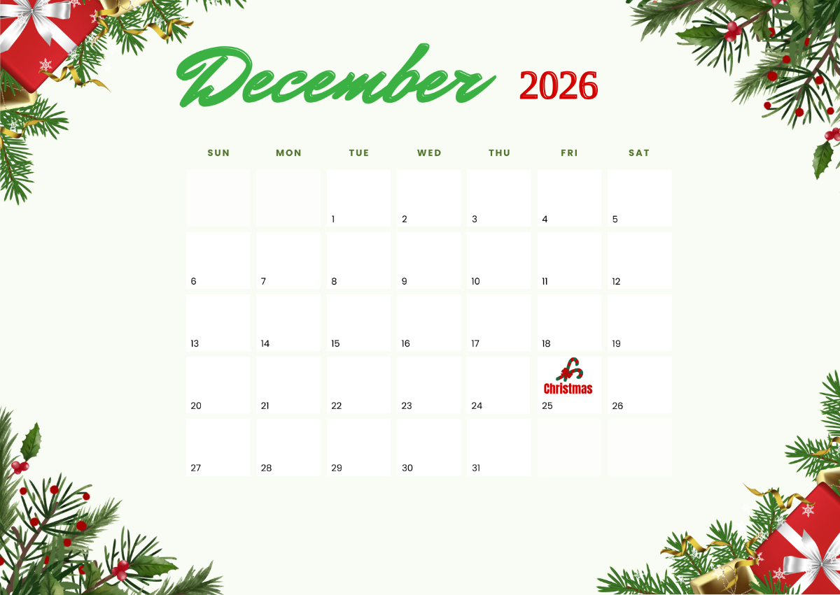 December Printable Santa Countdown Calendar 2026