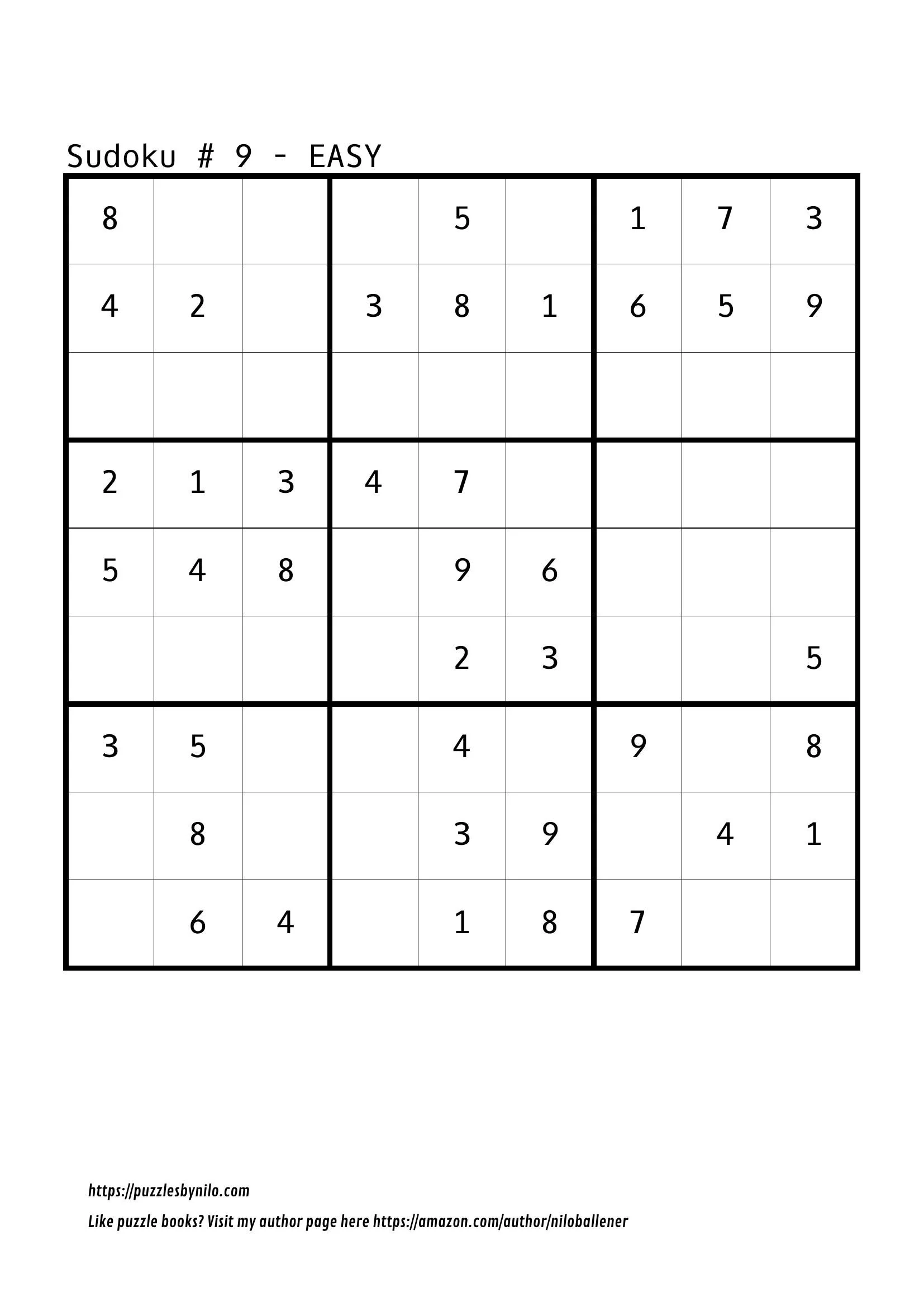Free Sudoku Printable Puzzles