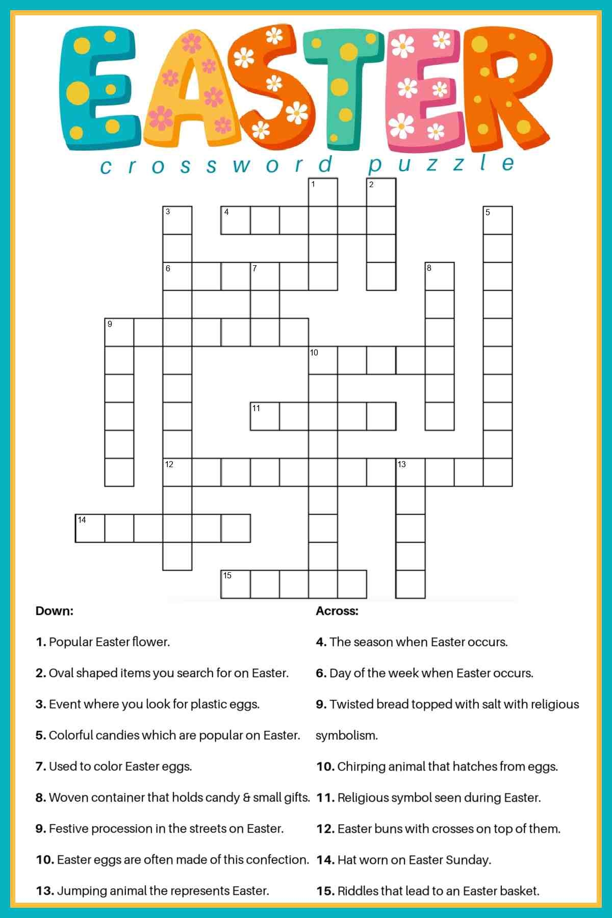 Free Easter Crossword Puzzle Printable 2 Versions amp Answer Key
