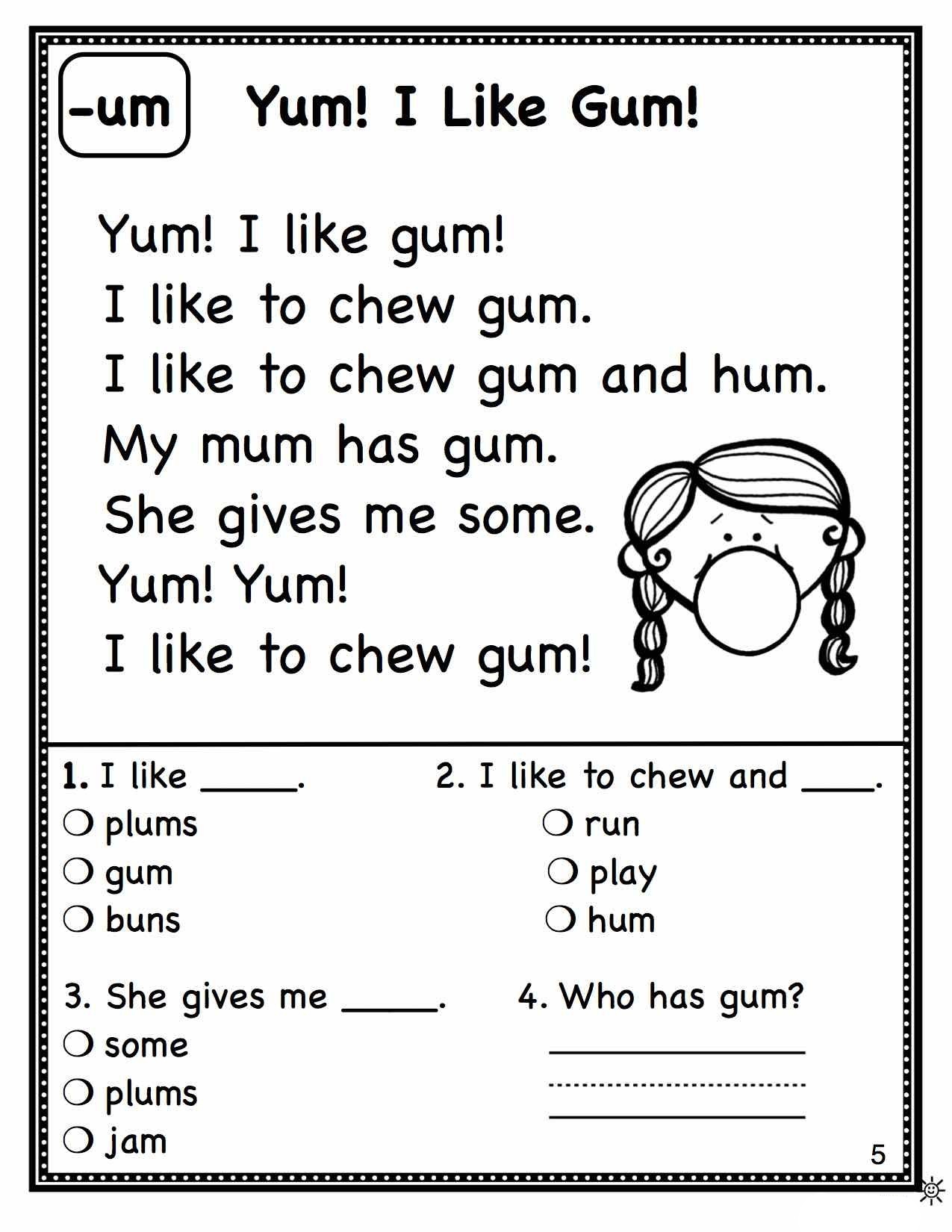 Free Free Printable 1st Grade Reading Worksheet Download Free 