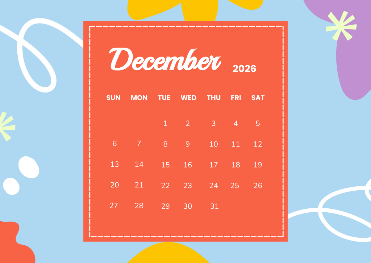 Free Fun Layout December 2026 Calendar Template To Edit Online