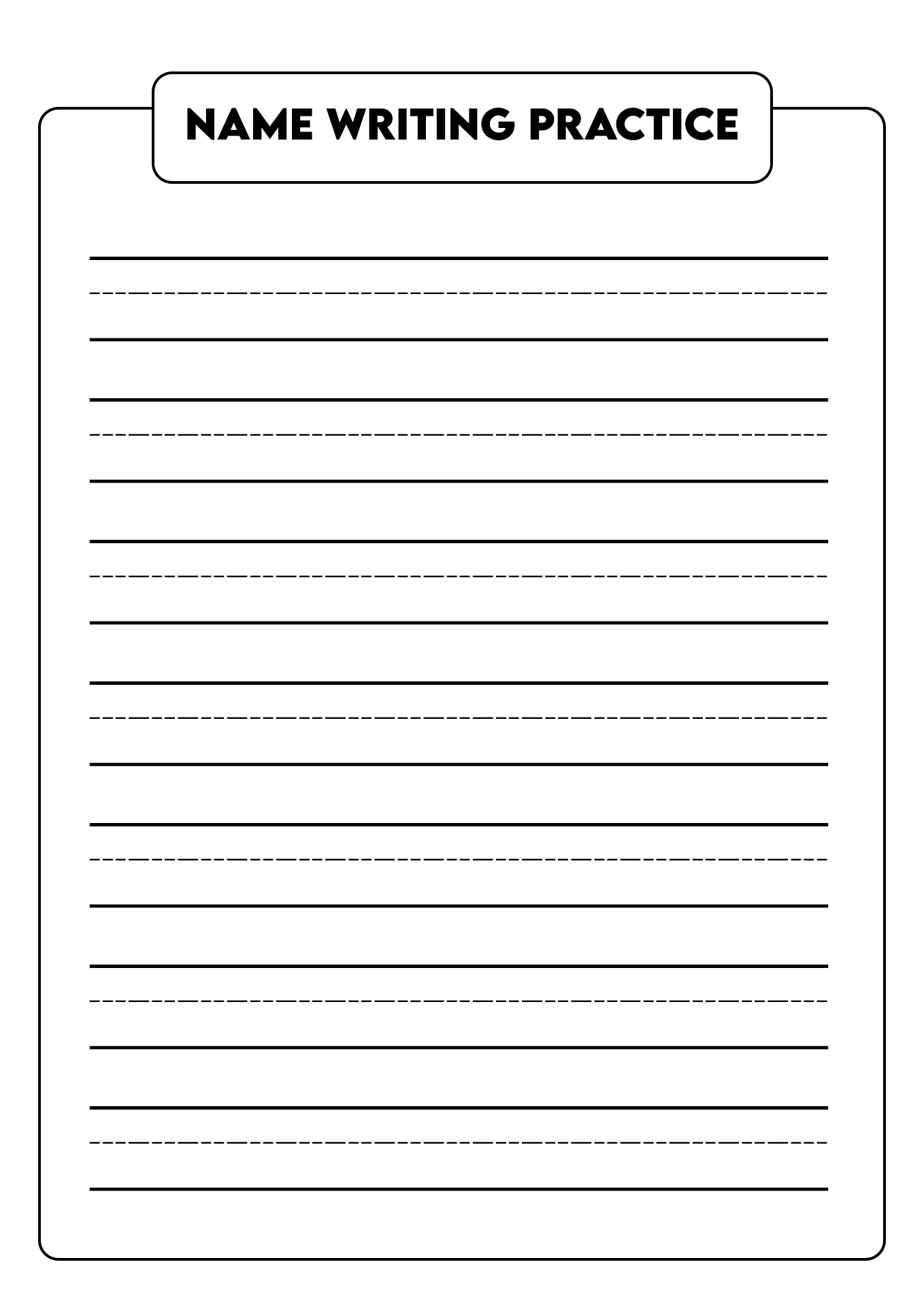 Practice Writing Name Sheet Printable