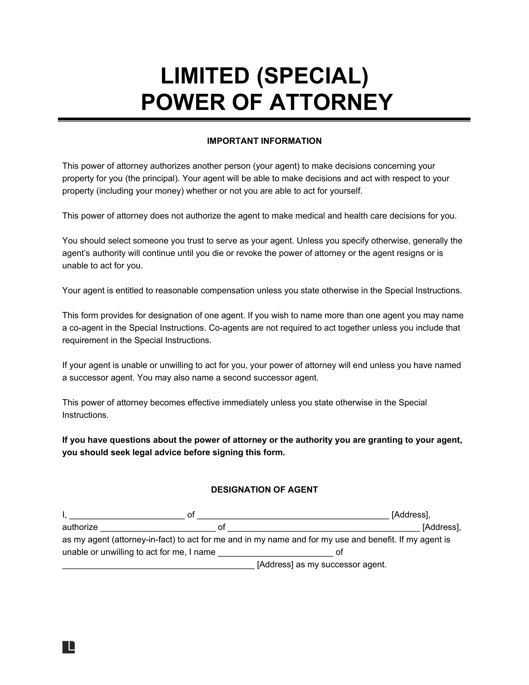 Printable Form For Power Of Attorney Uk