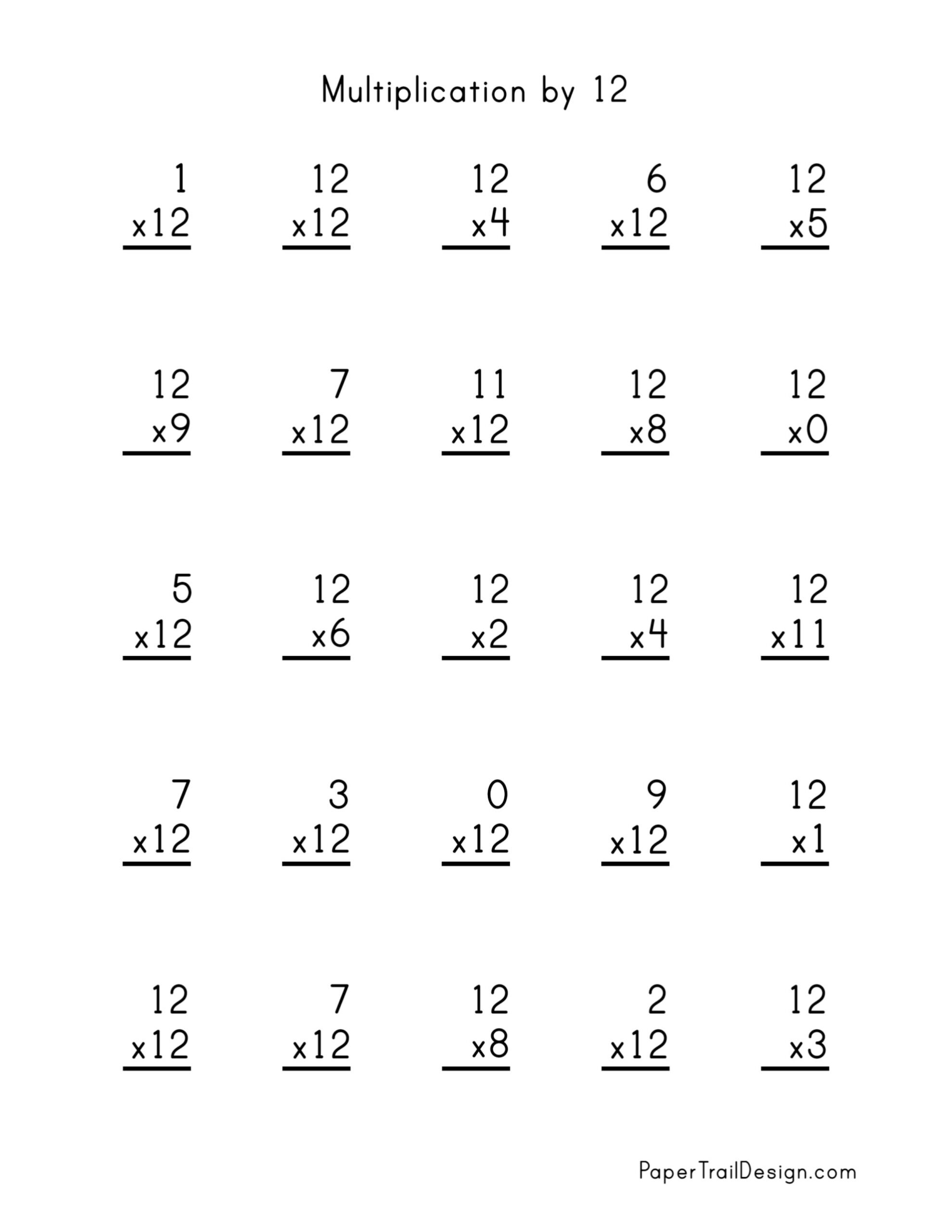 Free Printable Multiplication Worksheets 1 12