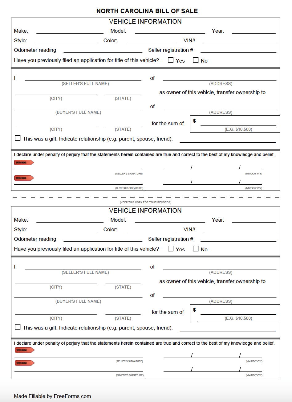 Bill Of Sale Form Free Printable Dmv