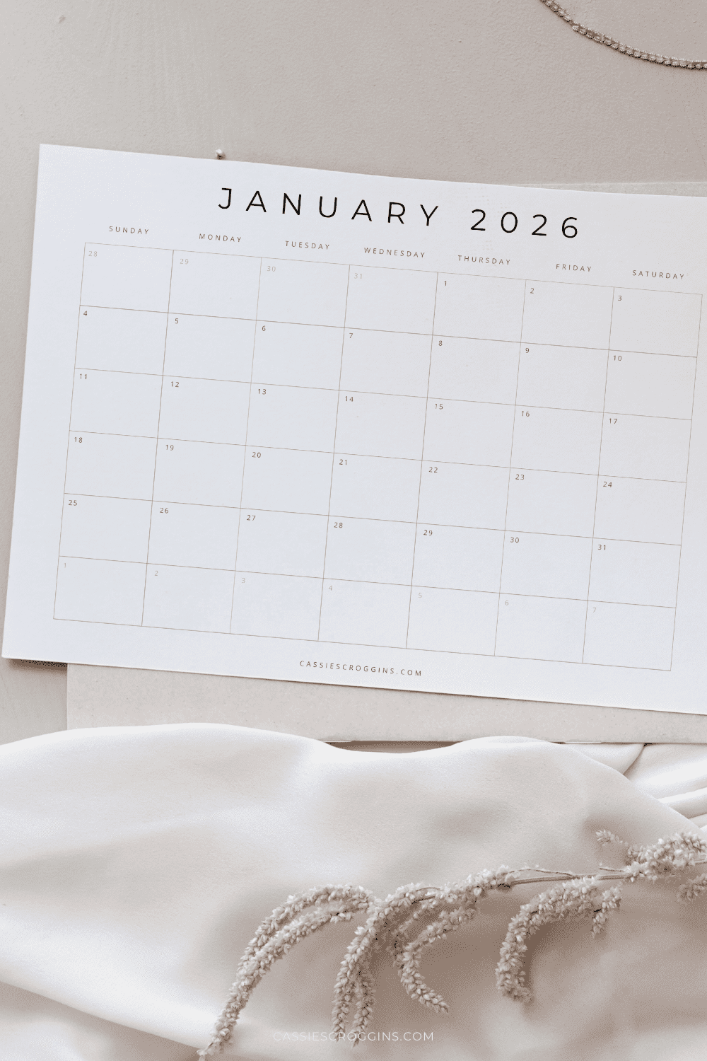 Calendar Template 2026 Printable Free