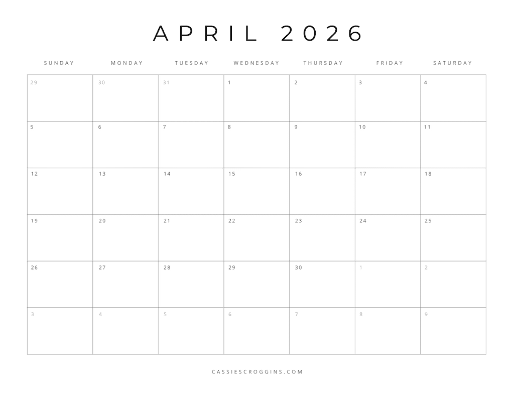 April 2026 Blank Printable Calendar