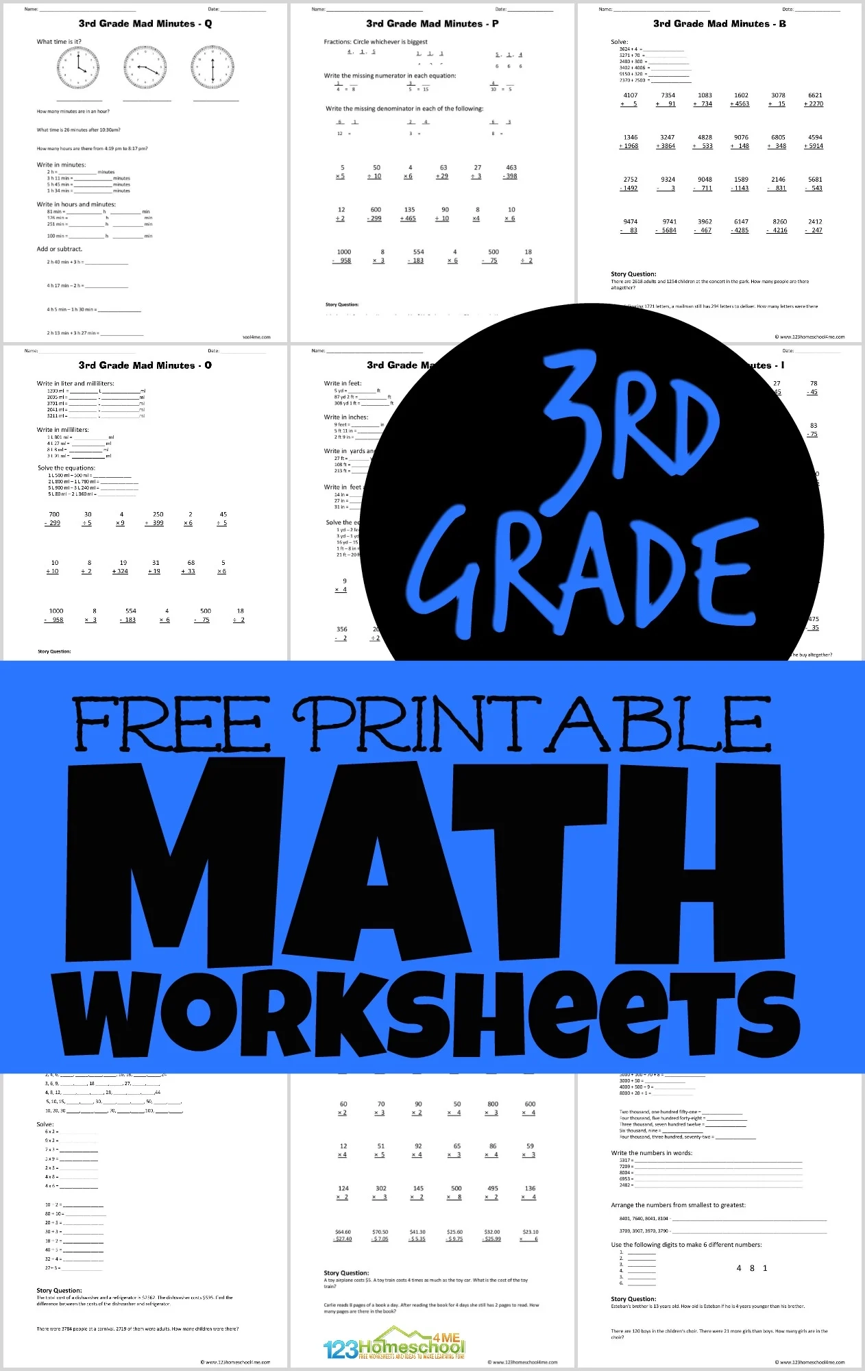 Free Printable Math Worksheets For 3rd Graders