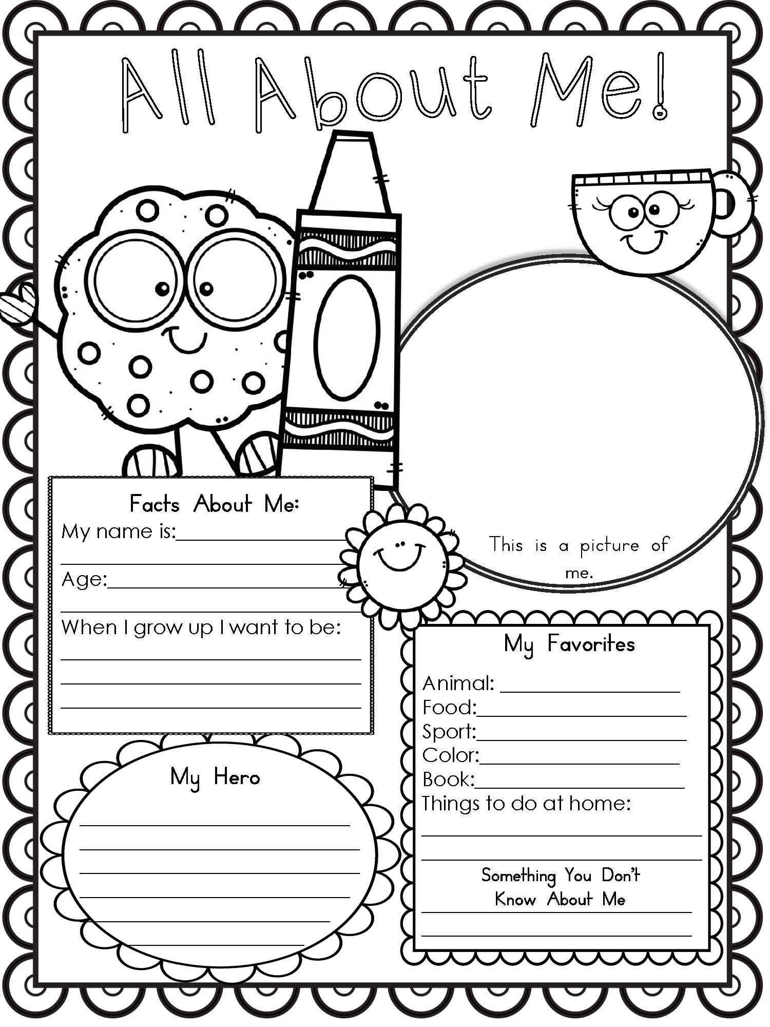 All About Me Worksheet Printable Free