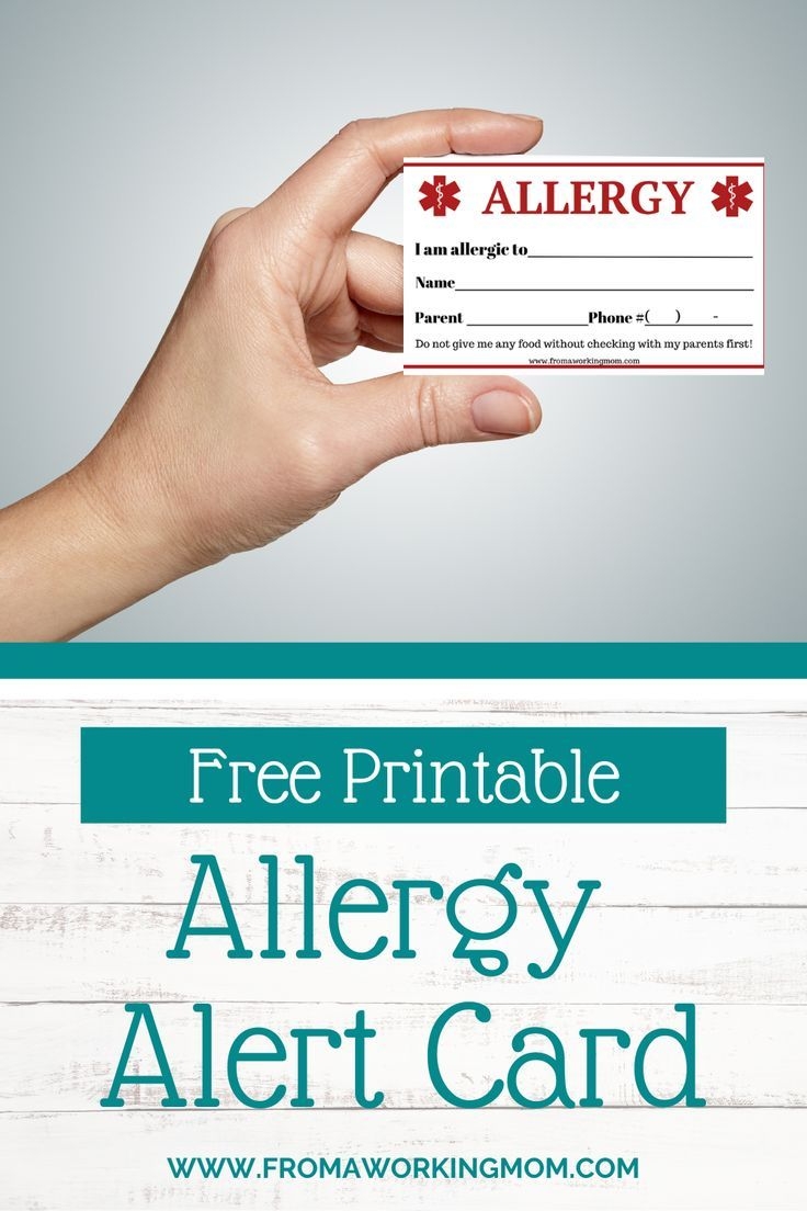 Free Printable Allergy Alert Card
