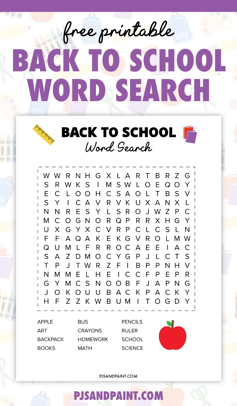 Back To School Word Search Printable