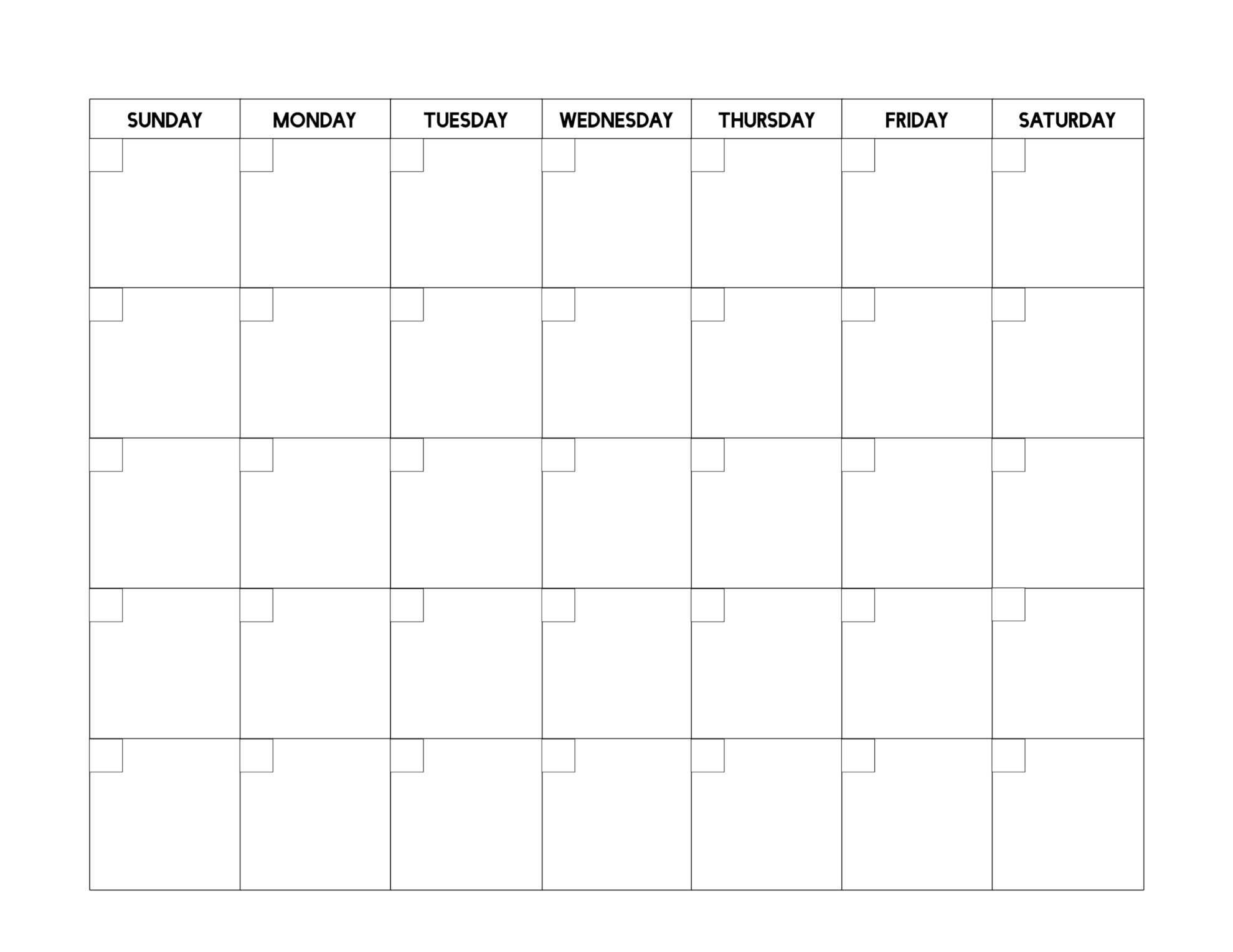 Free Printable Calendar Template Blanks
