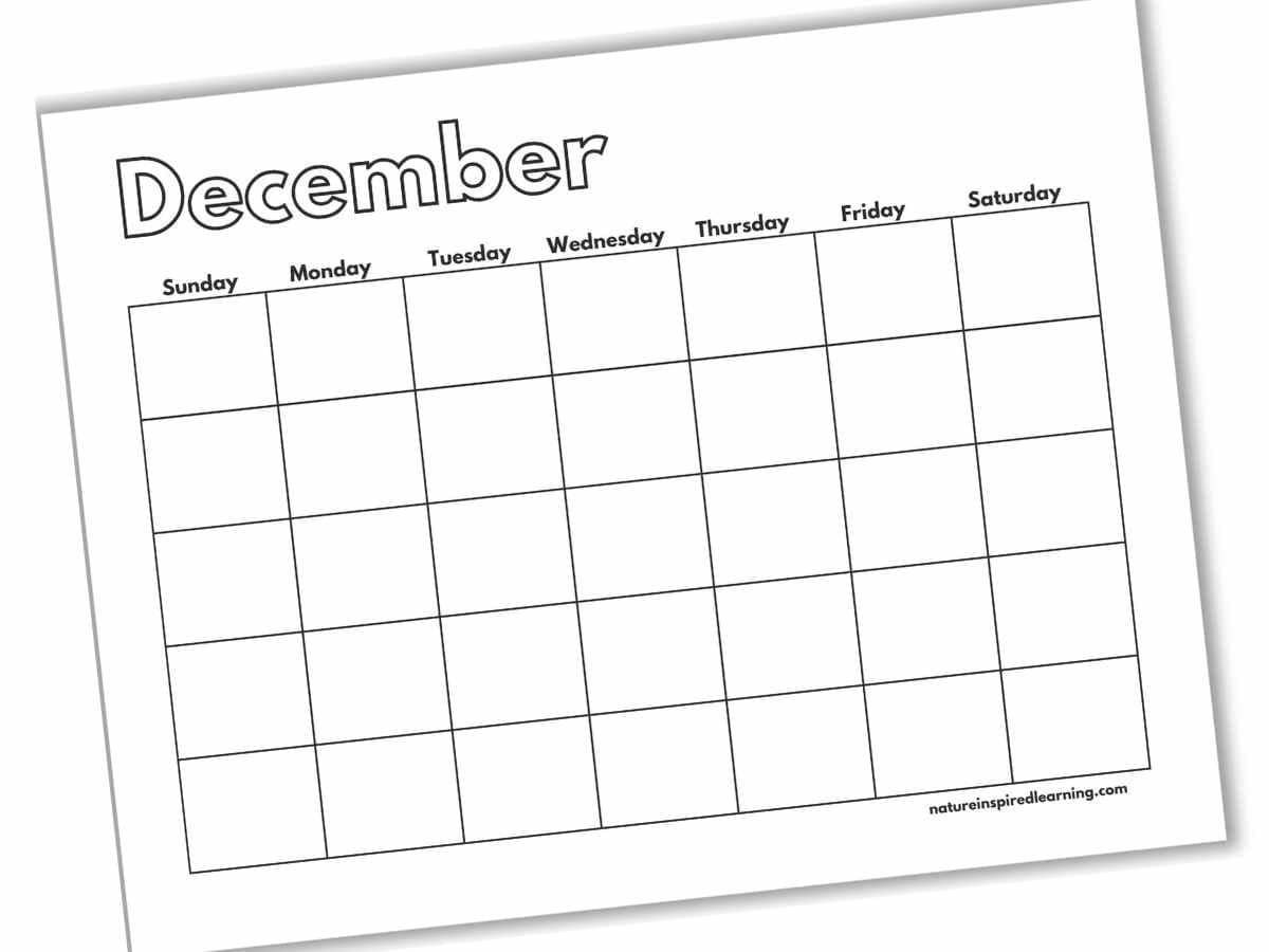 December Calendar No Dates Printable