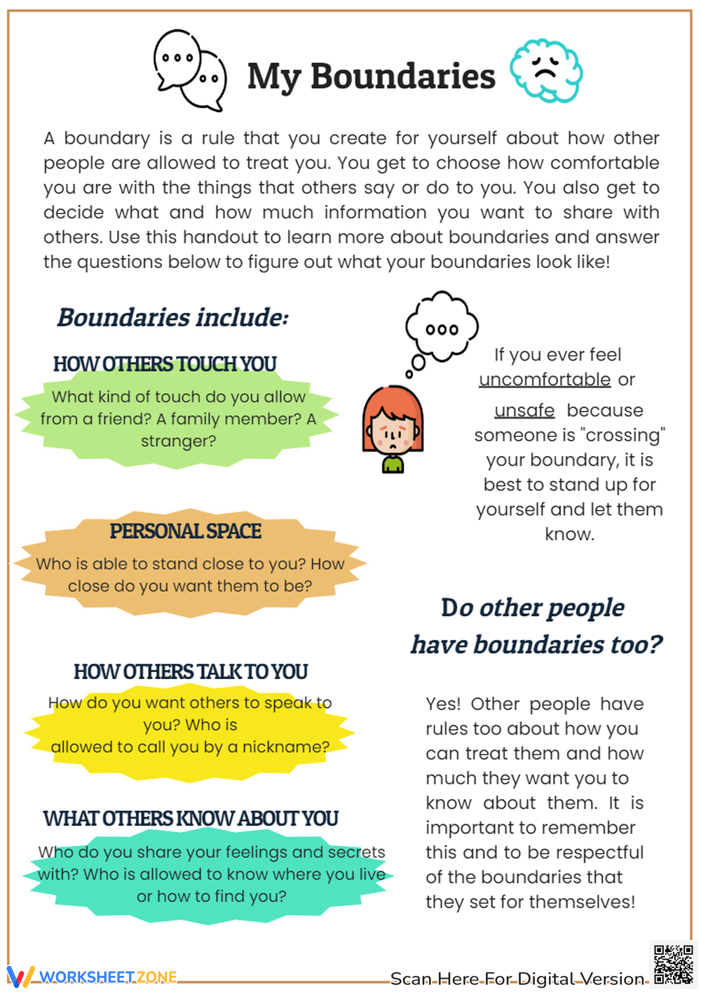 Personal Space Worksheets For Adults