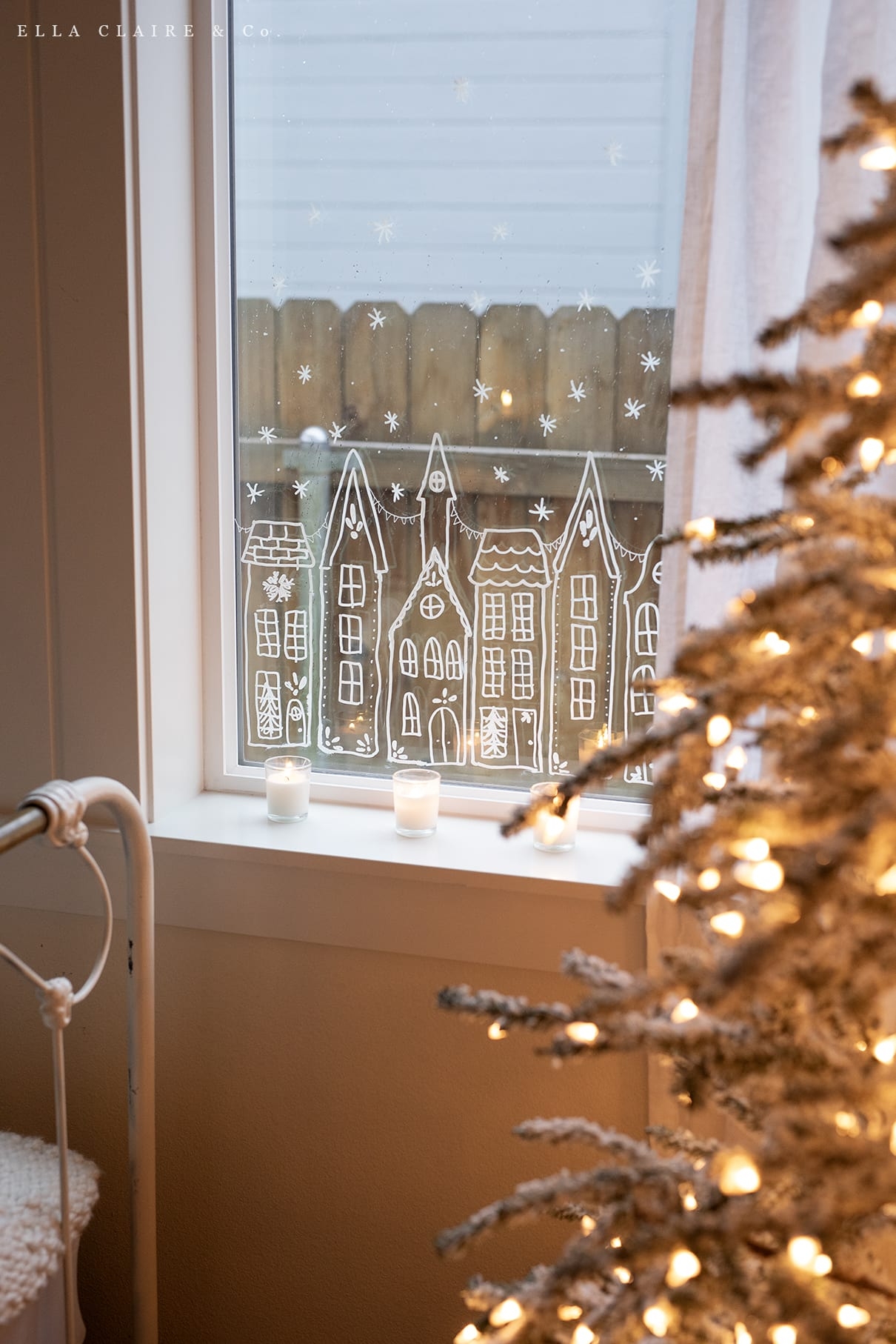 Free Printable Christmas Village Window Stencil Ella Claire amp Co 