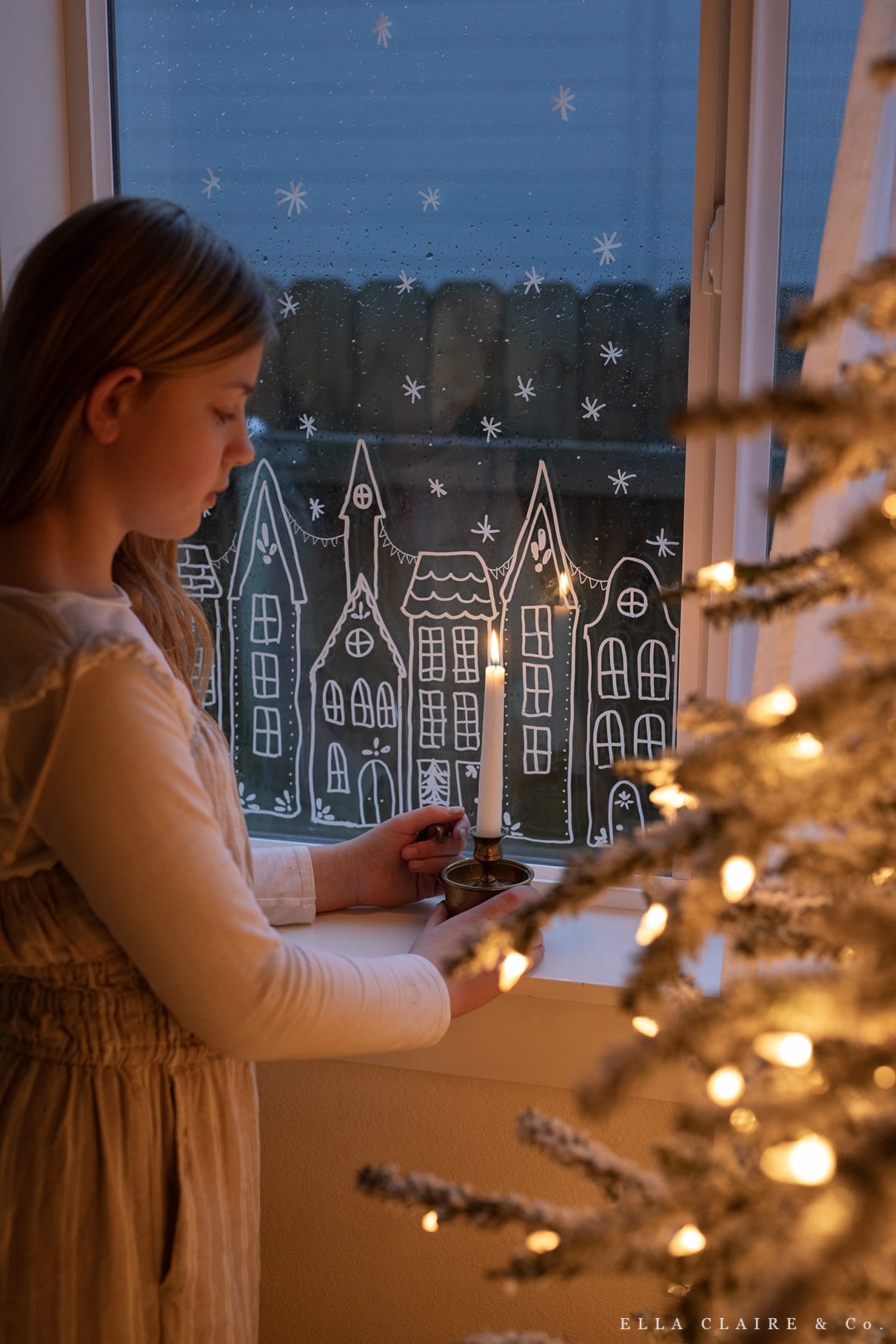 Free Printable Christmas Village Window Stencil Ella Claire amp Co 