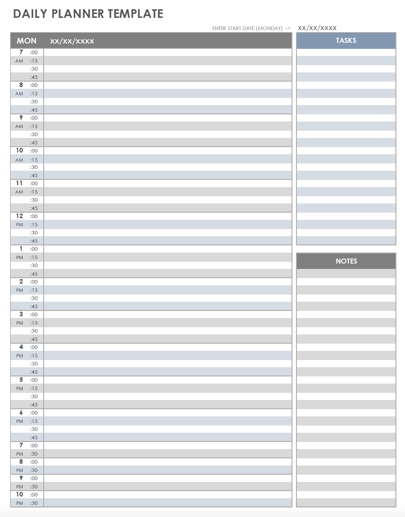Day Planner Template Printable