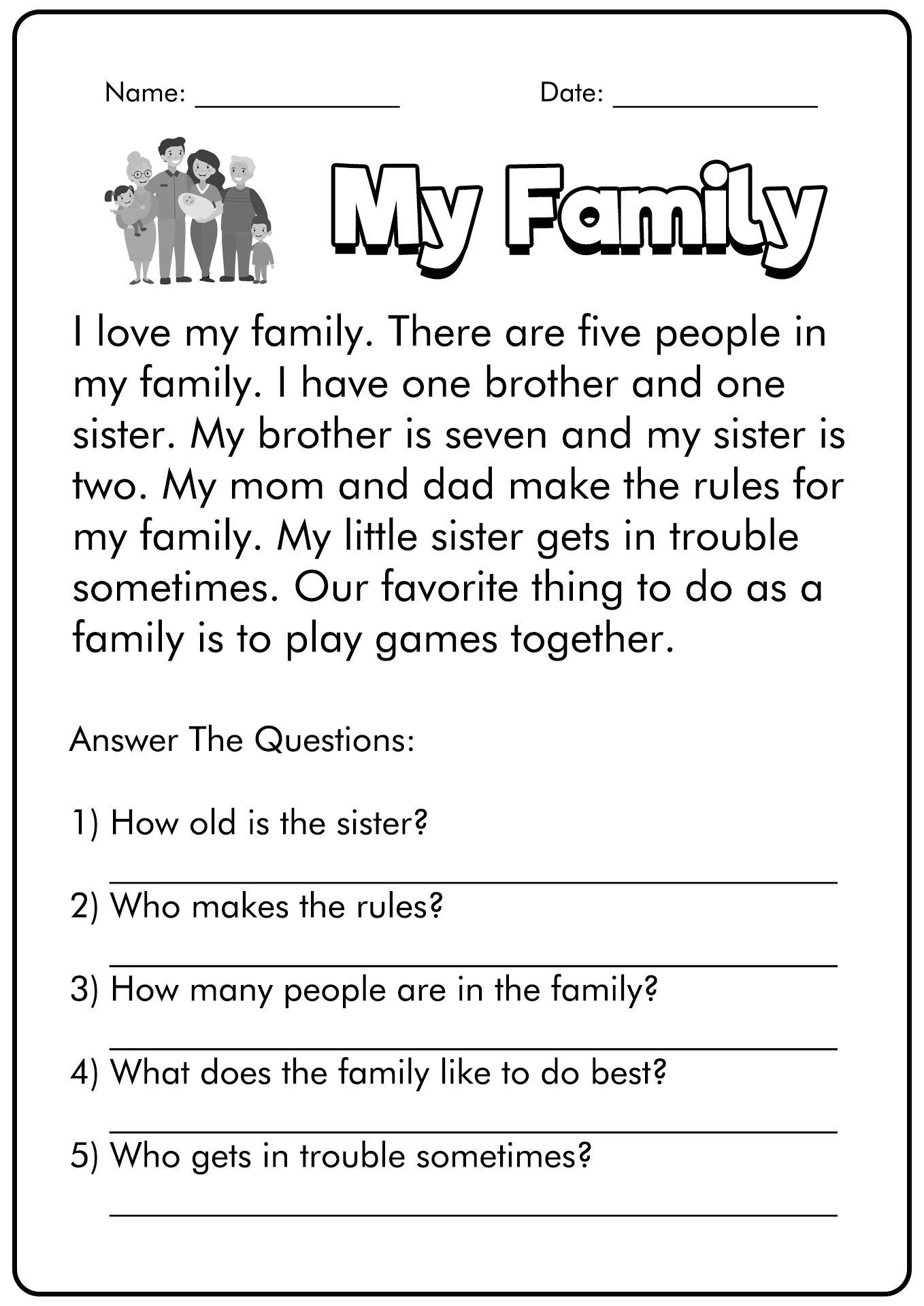 Free Printable First Grade Reading Worksheet Download Free 
