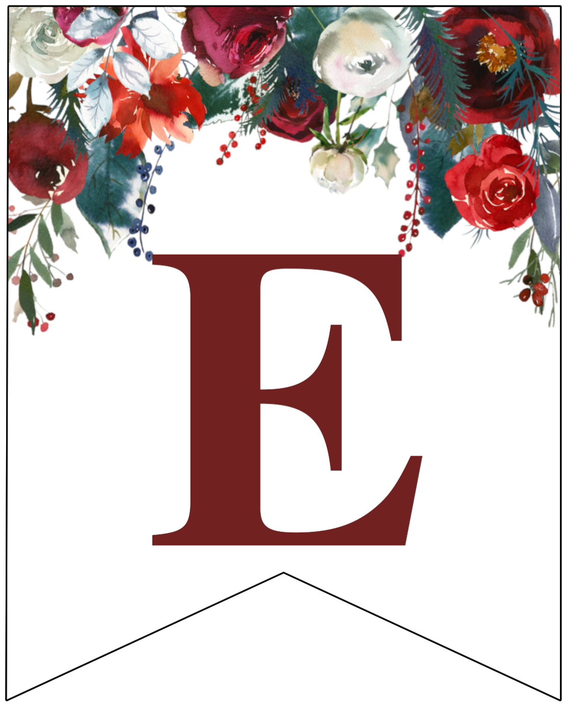 Free Printable Floral Christmas Banner Letters Paper Trail Design