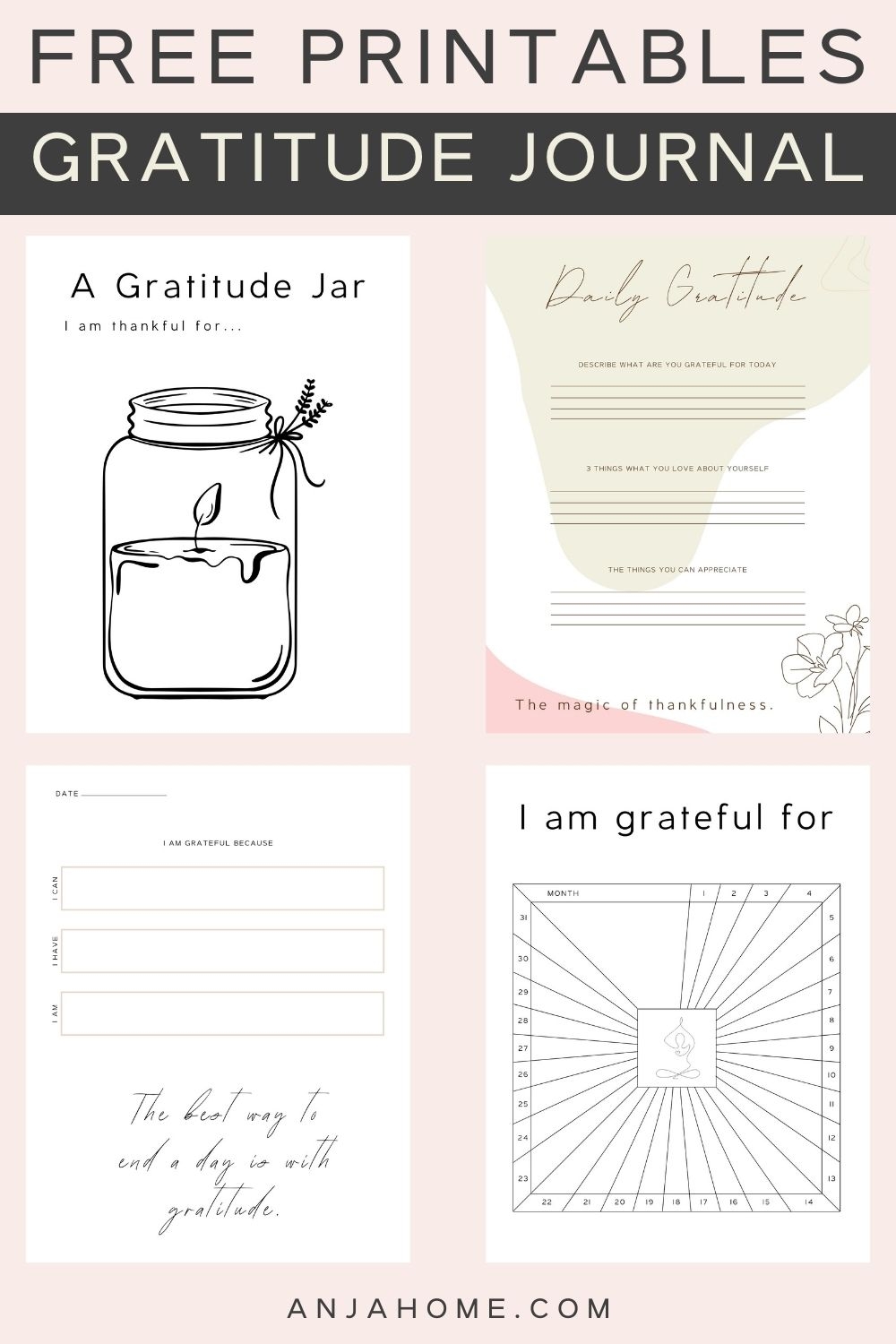 Daily Gratitude Journal Templates Printable