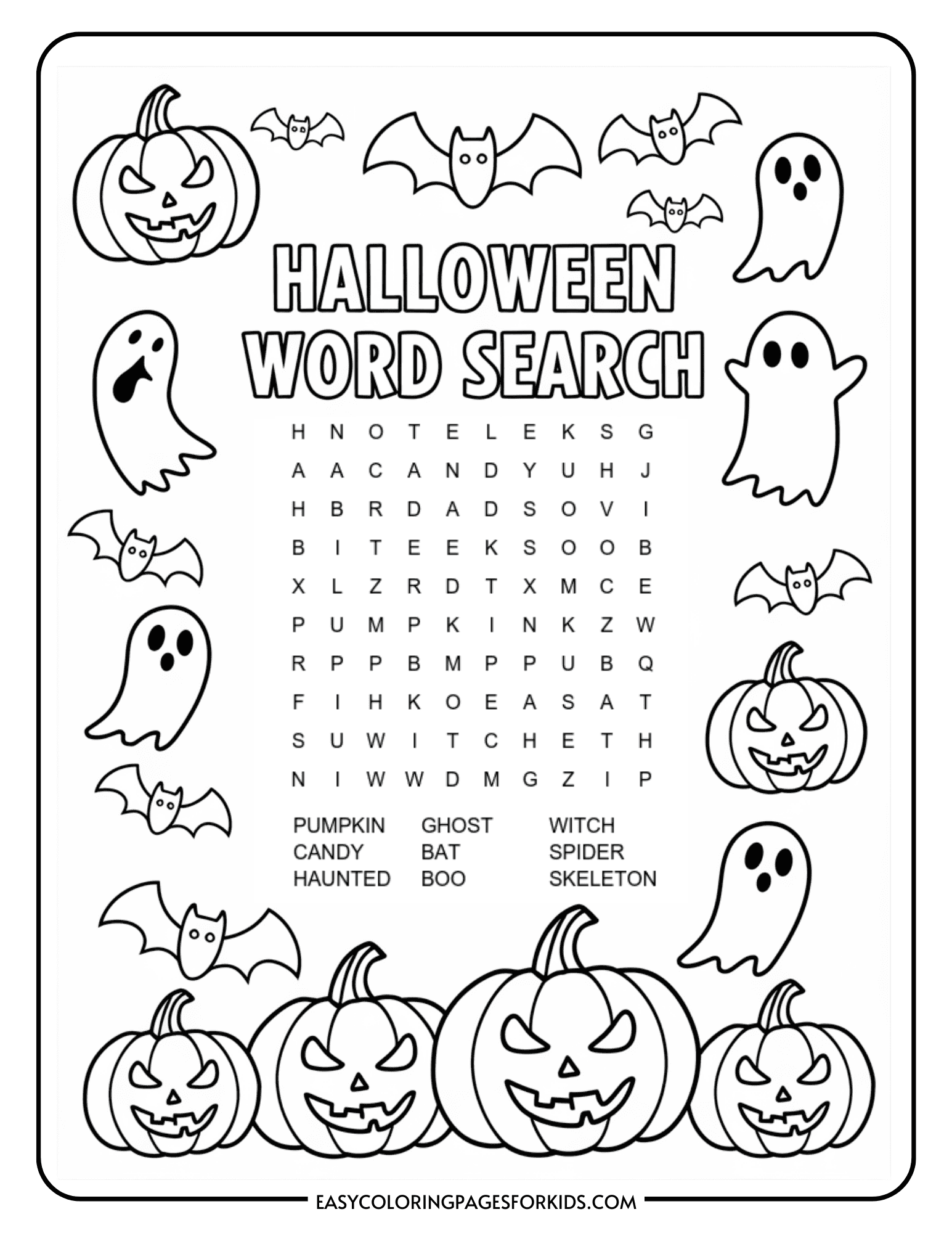 Printable Halloween Word Puzzles