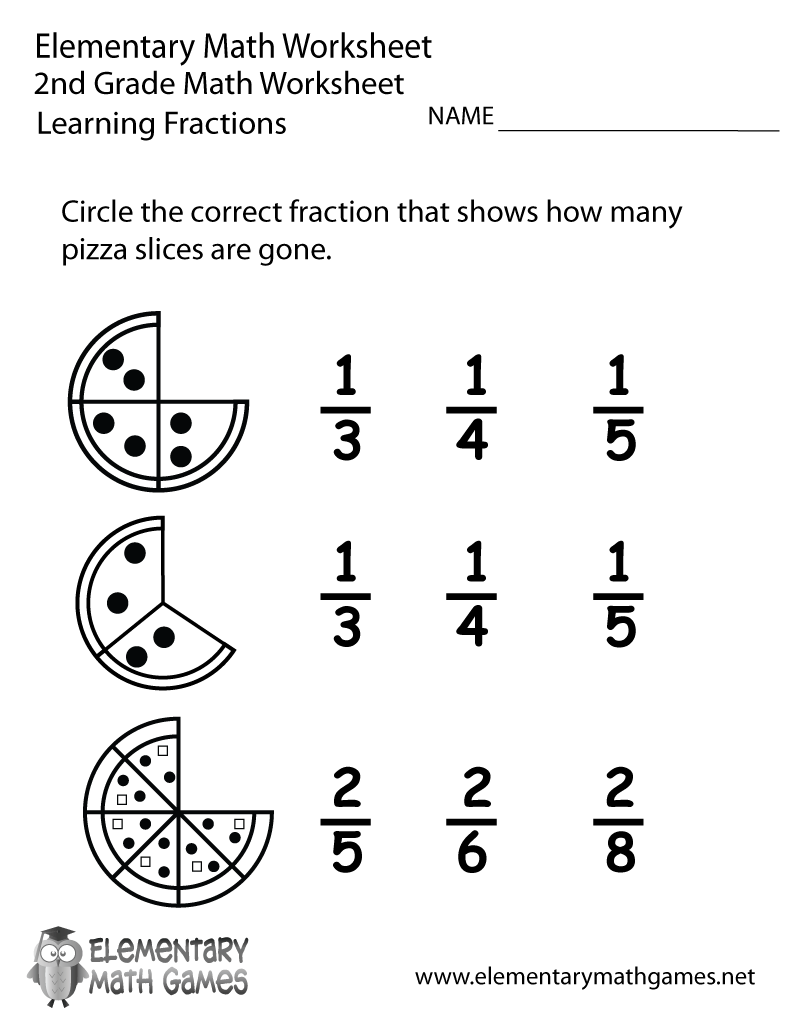 Basic Fractions Worksheets Printable Free
