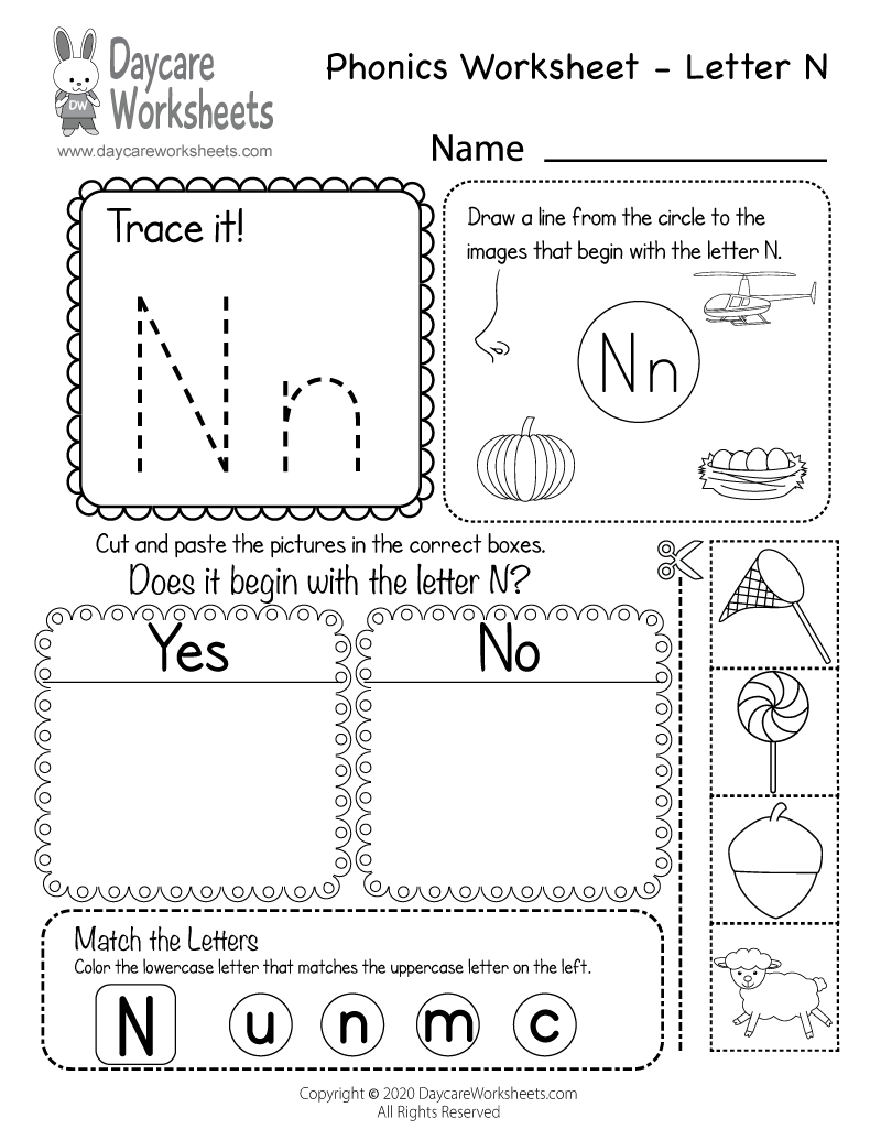 Free Printable Letter N Worksheets
