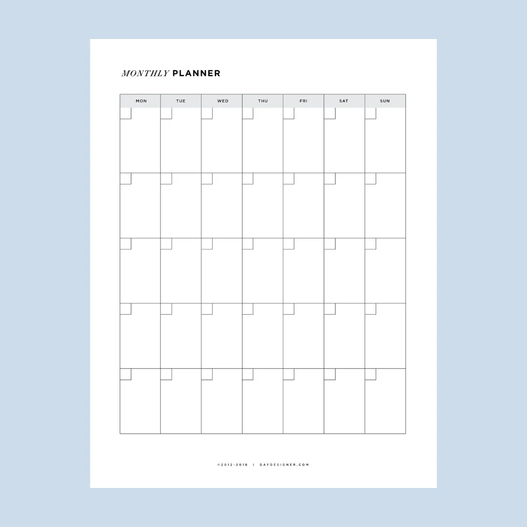 Blank Printable Planning Calendar