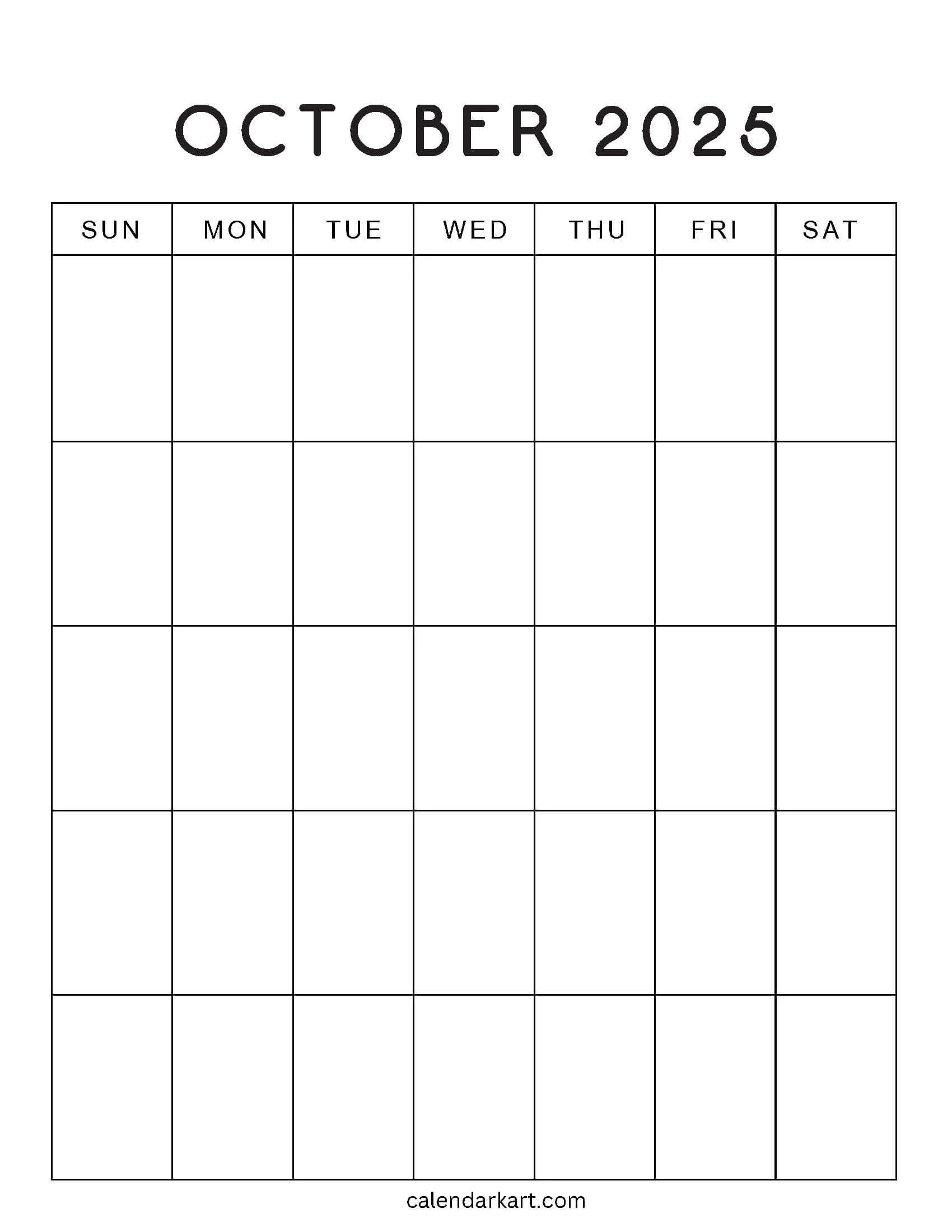 Printable Blank October Calendar