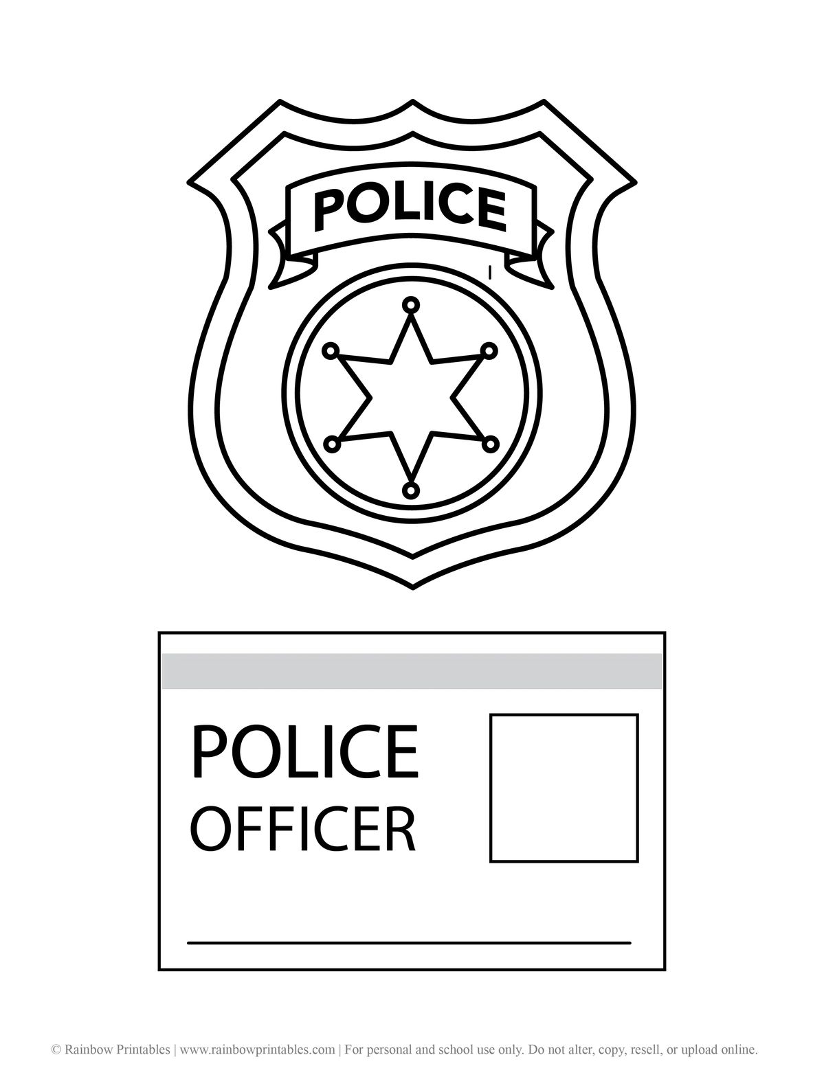 Free Printable Pretend amp Play Fake Police Badge ID Set For Kids 