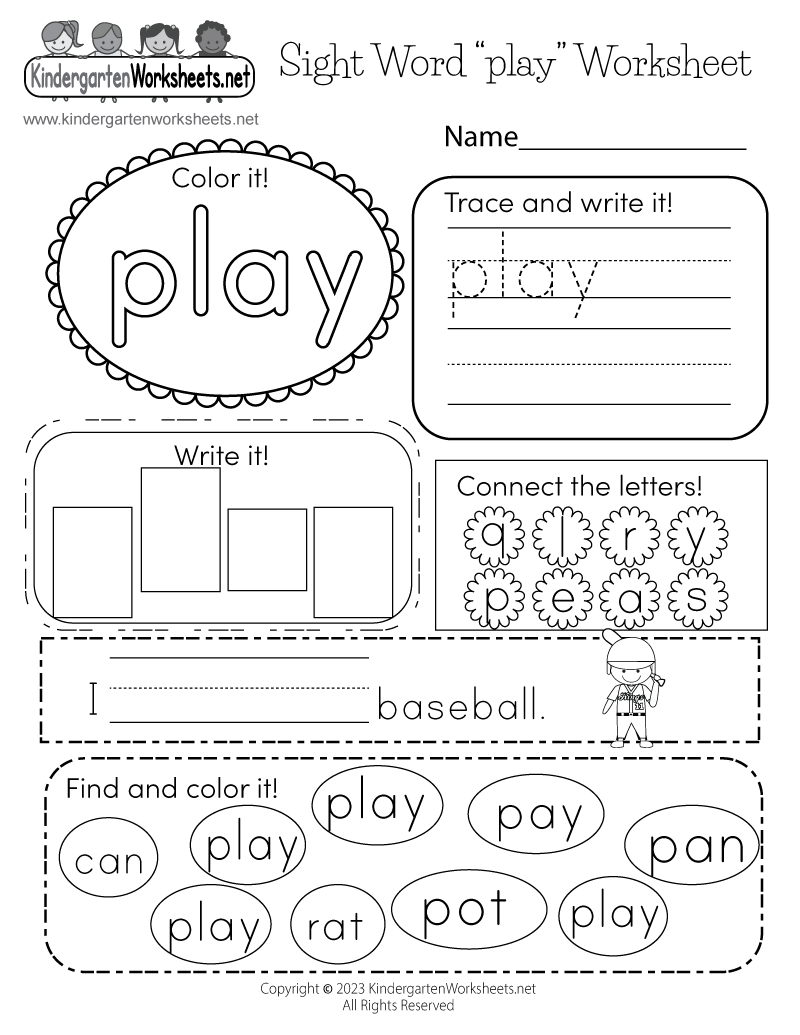 Free Printable Sight Words Worksheets For Kindergarten