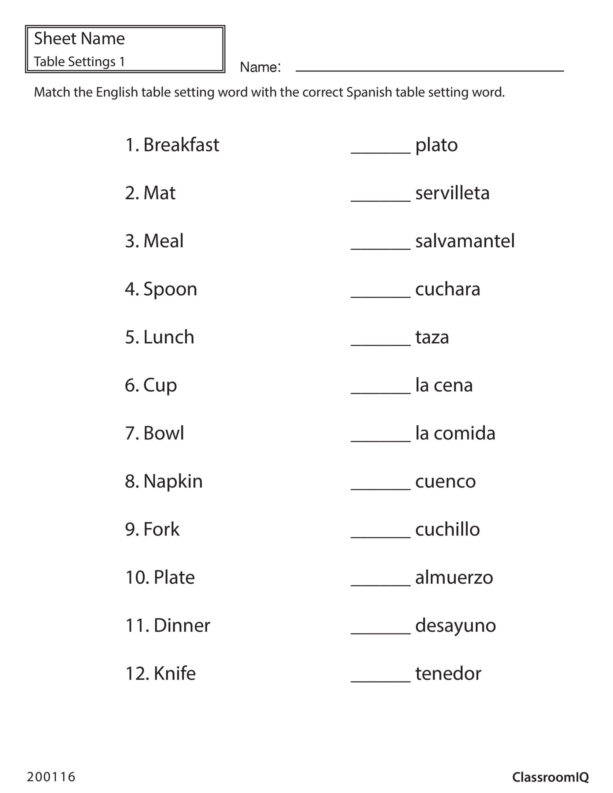 FREE Printable Spanish Color Worksheets Worksheets Library
