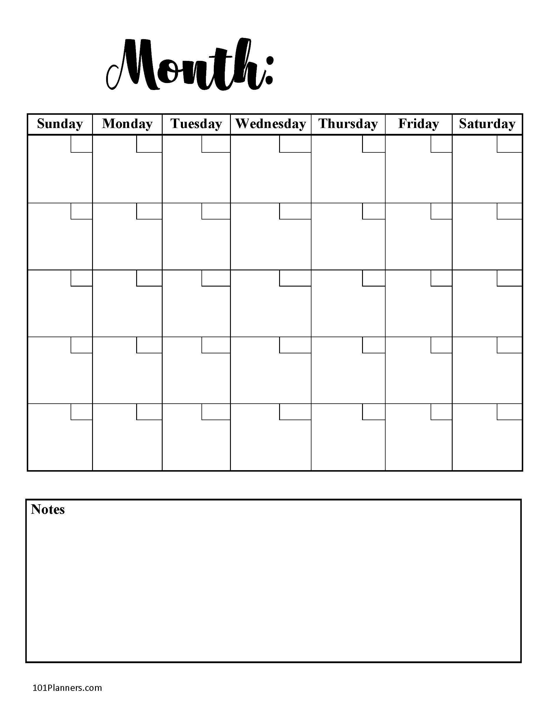 Editable Blank Calendar Printable