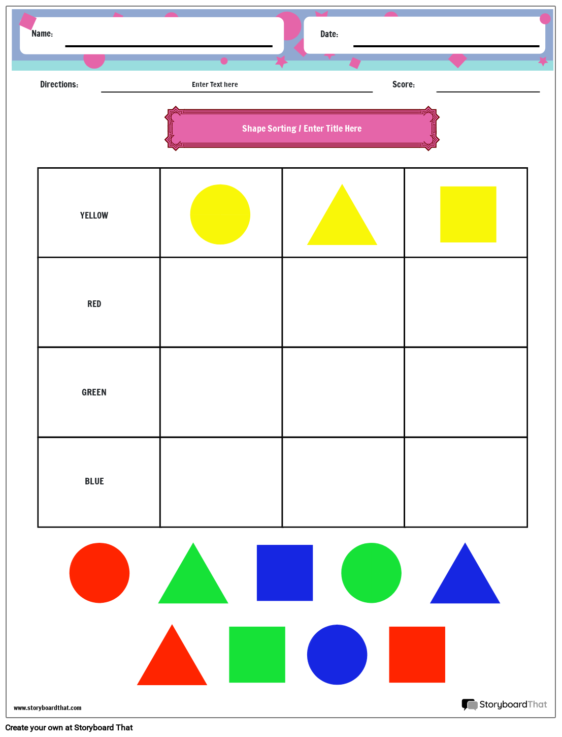 Free Shape Sorting Worksheets By Storyboard That
