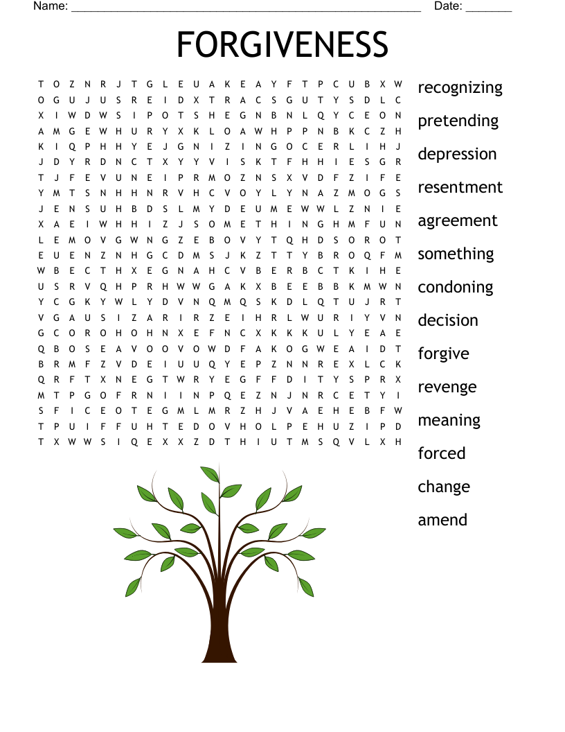 Printable Crossword Puzzles On Forgiveness