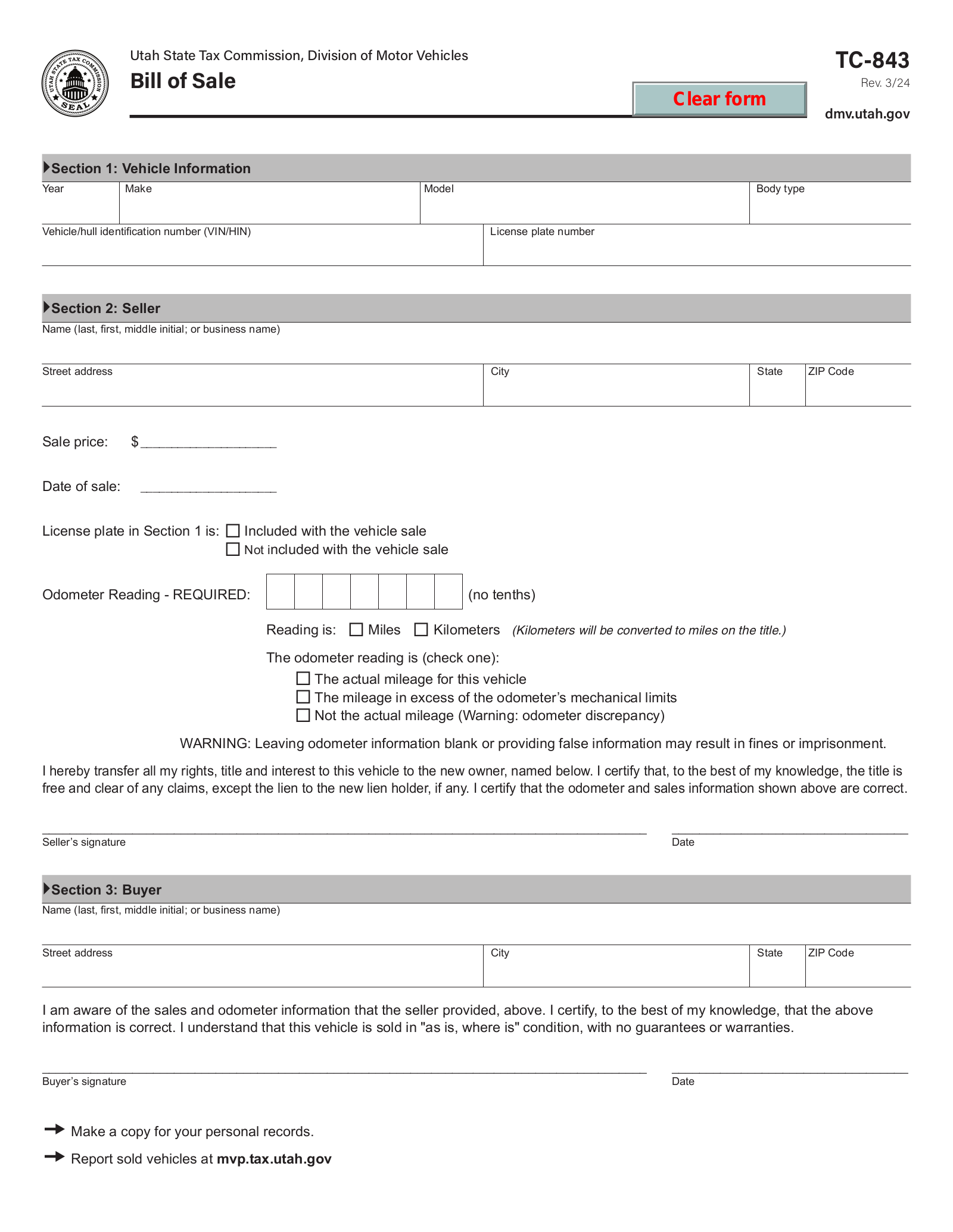 Free Utah Bill Of Sale Forms 4 PDF EForms