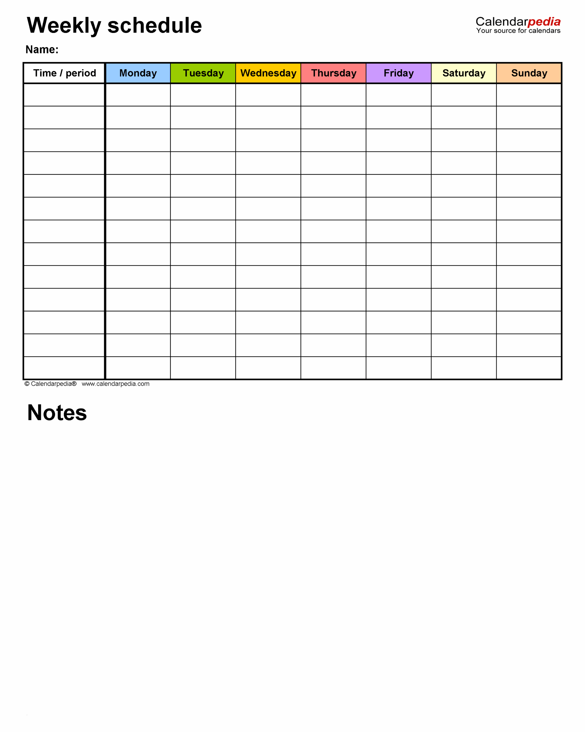 Weekly Schedule Template Printable Free