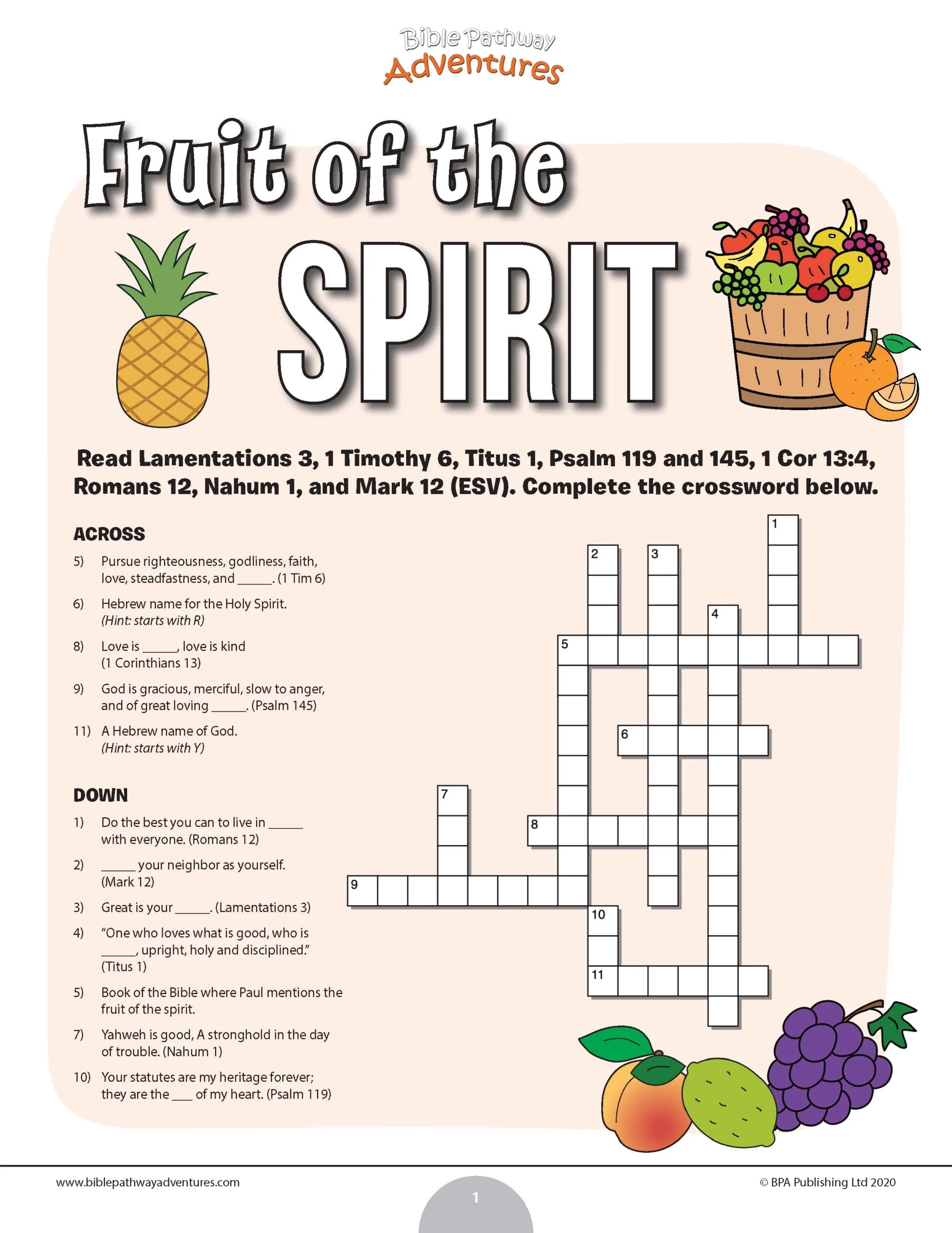 Bible Crossword Puzzles Printable