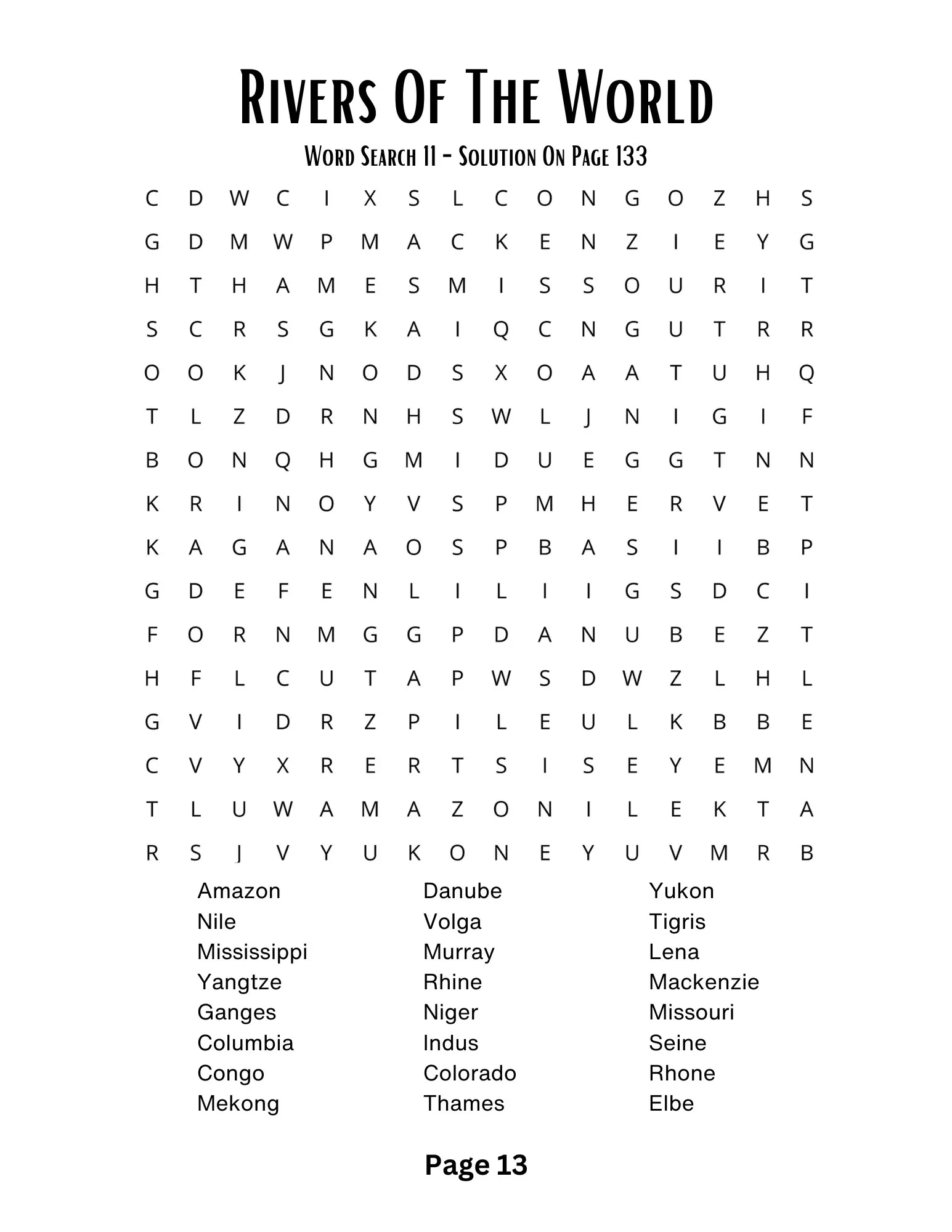 Printable Word Search Puzzles For Seniors