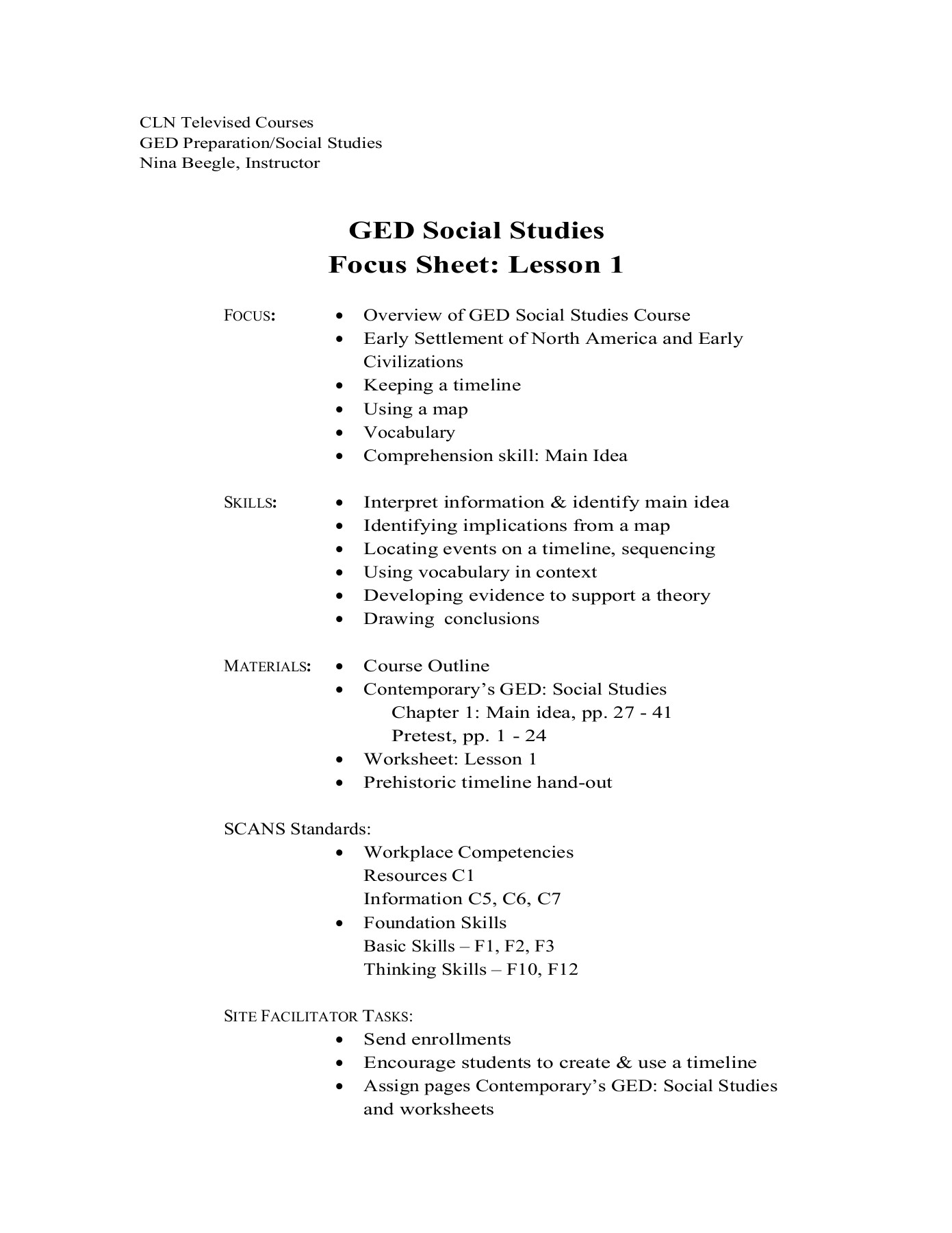 GED Social Studies Focus Sheet Lesson 1 PWCSTV Flip EBook 