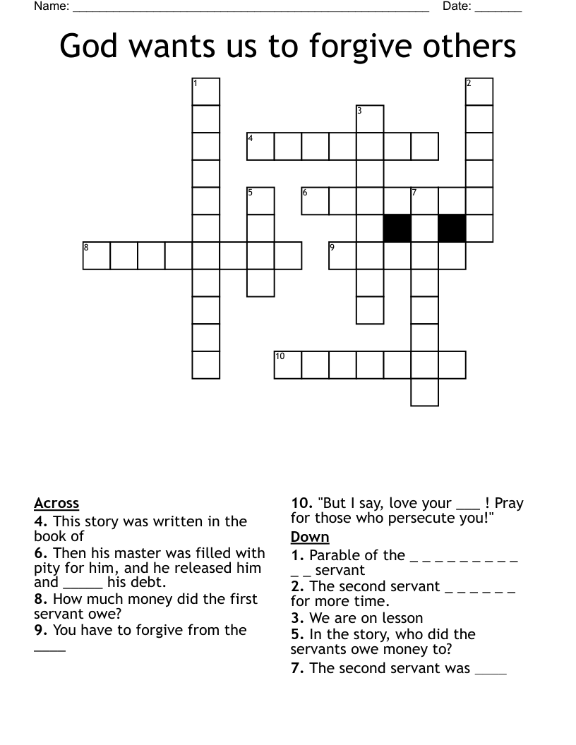 God Wants Us To Forgive Others Crossword WordMint