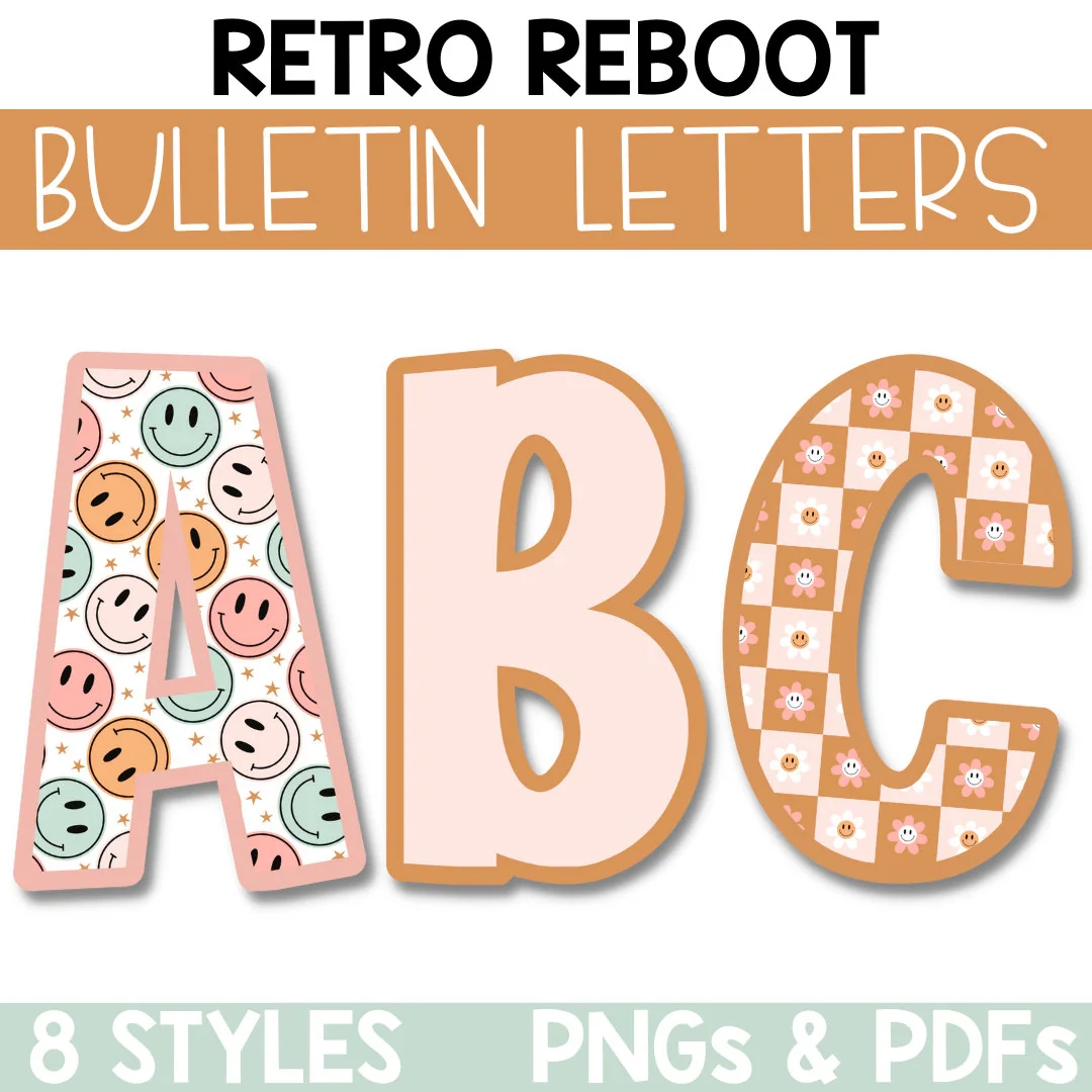 Groovy Retro Bulletin Board Letters Letter Clipart Printable 