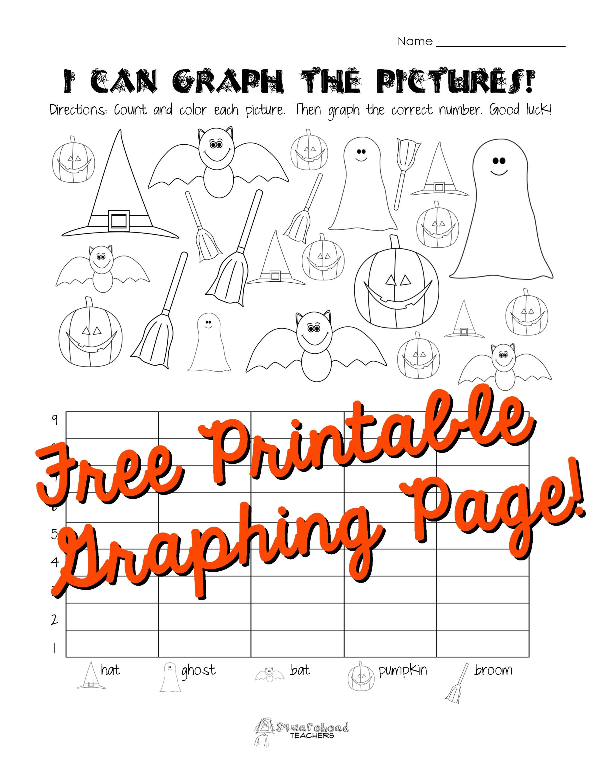 Halloween Graphing Page Kindergarten First Grade Squarehead 