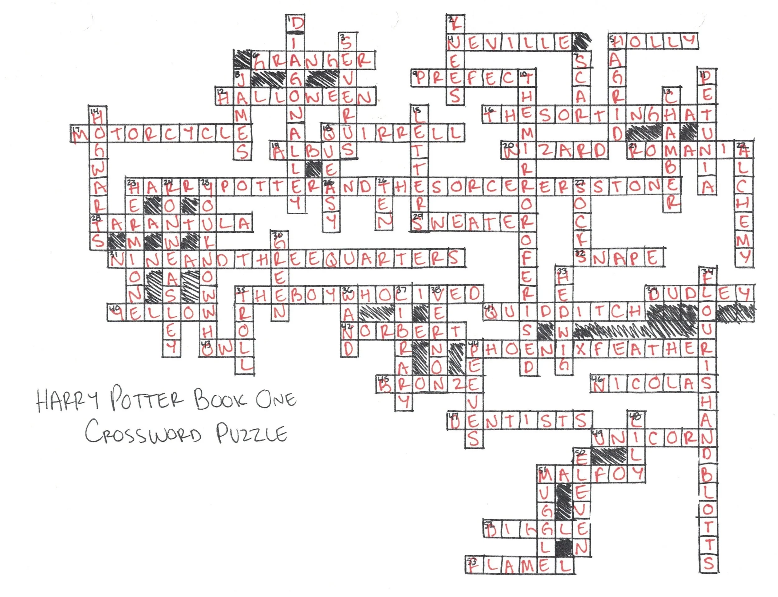 Harry Potter Crossword Puzzle Book